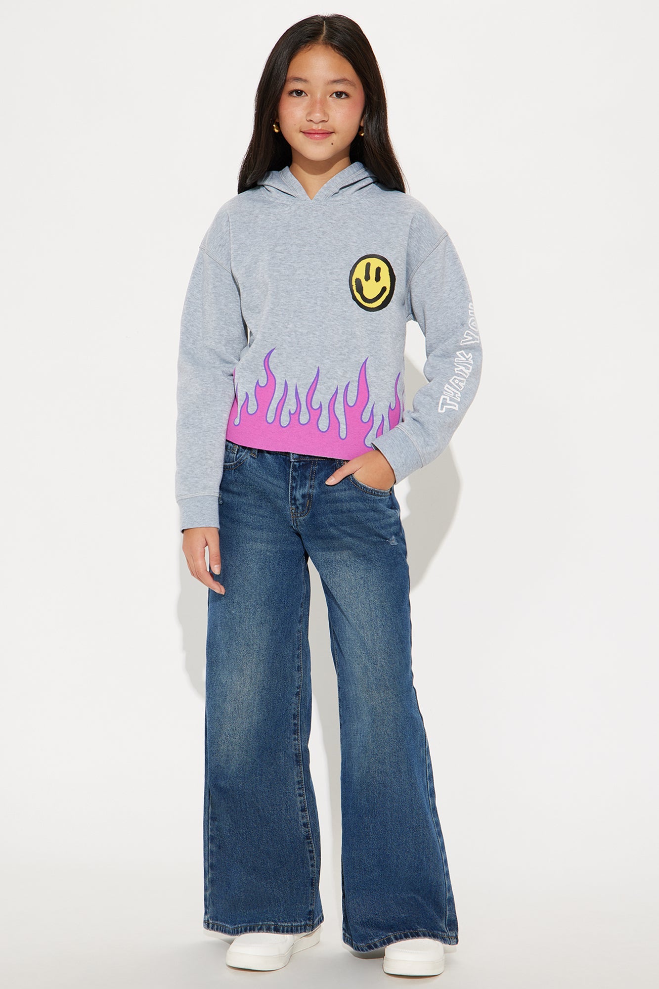 Mini Have A Nice Day Front/Back Hoodie - Heather Grey