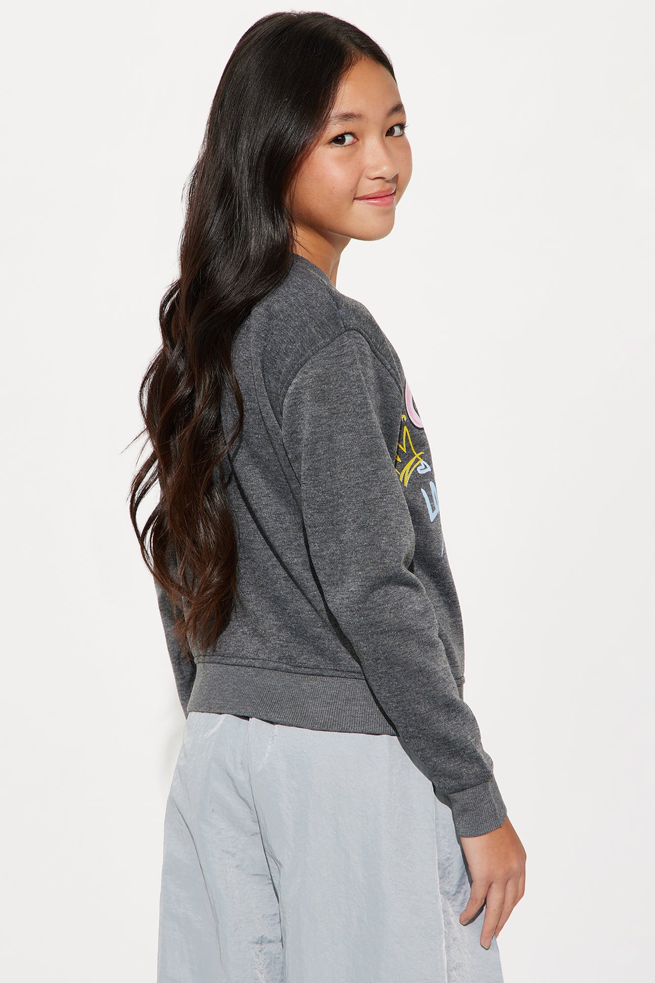 Mini Super Cool Today Crew Neck Sweatshirt - Charcoal