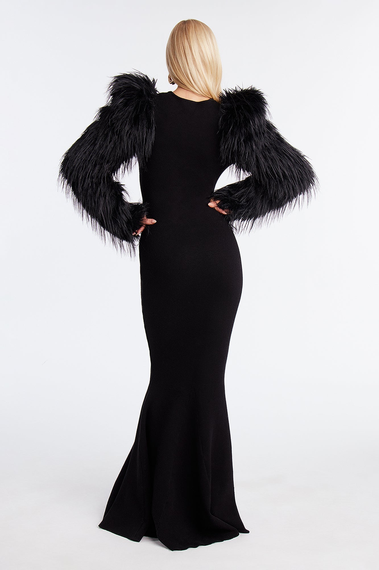 Diva Long Sleeve Maxi Gown - Black