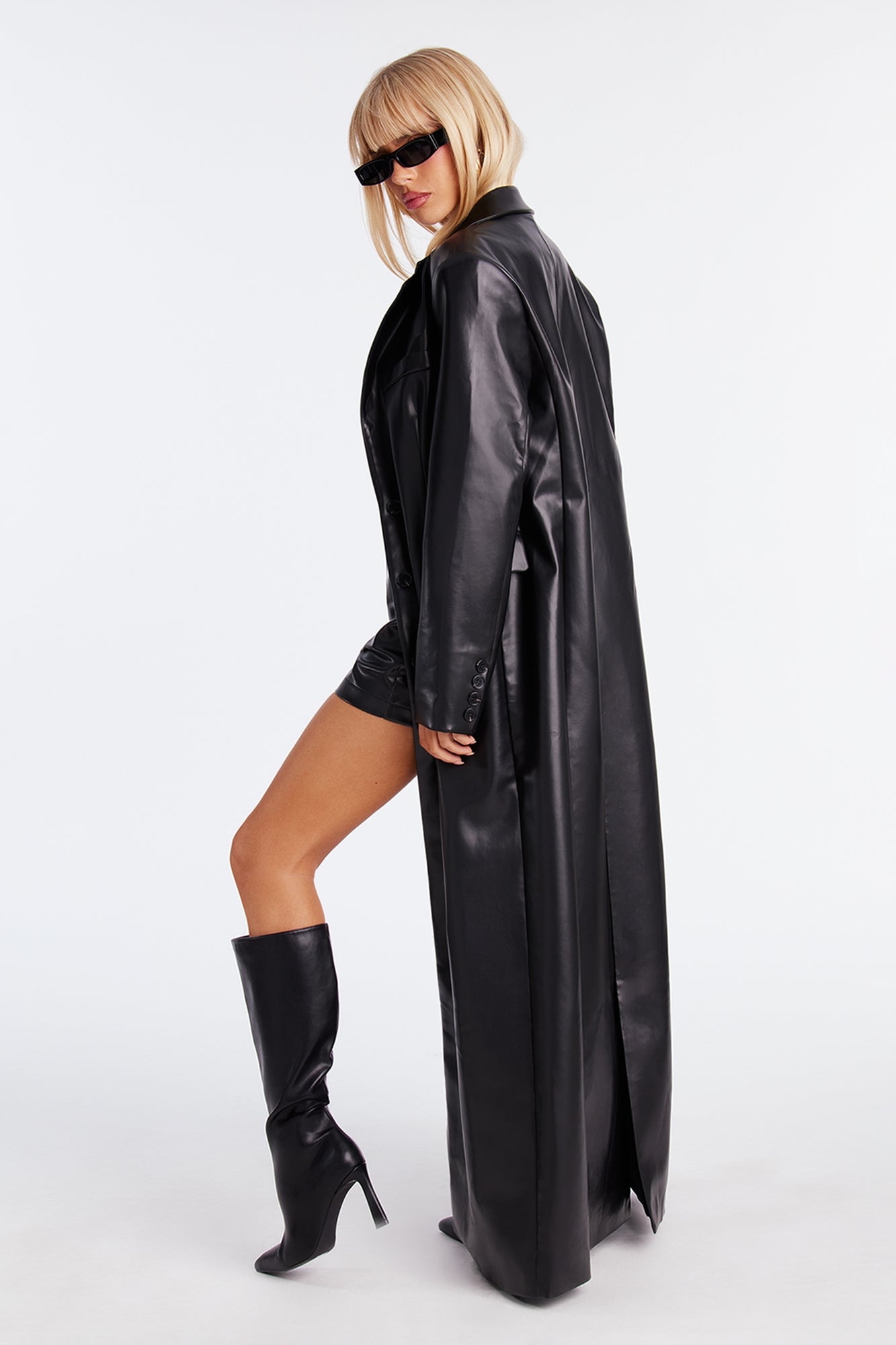 Move To The Rhythm Faux Leather Jacket And Romper - Black
