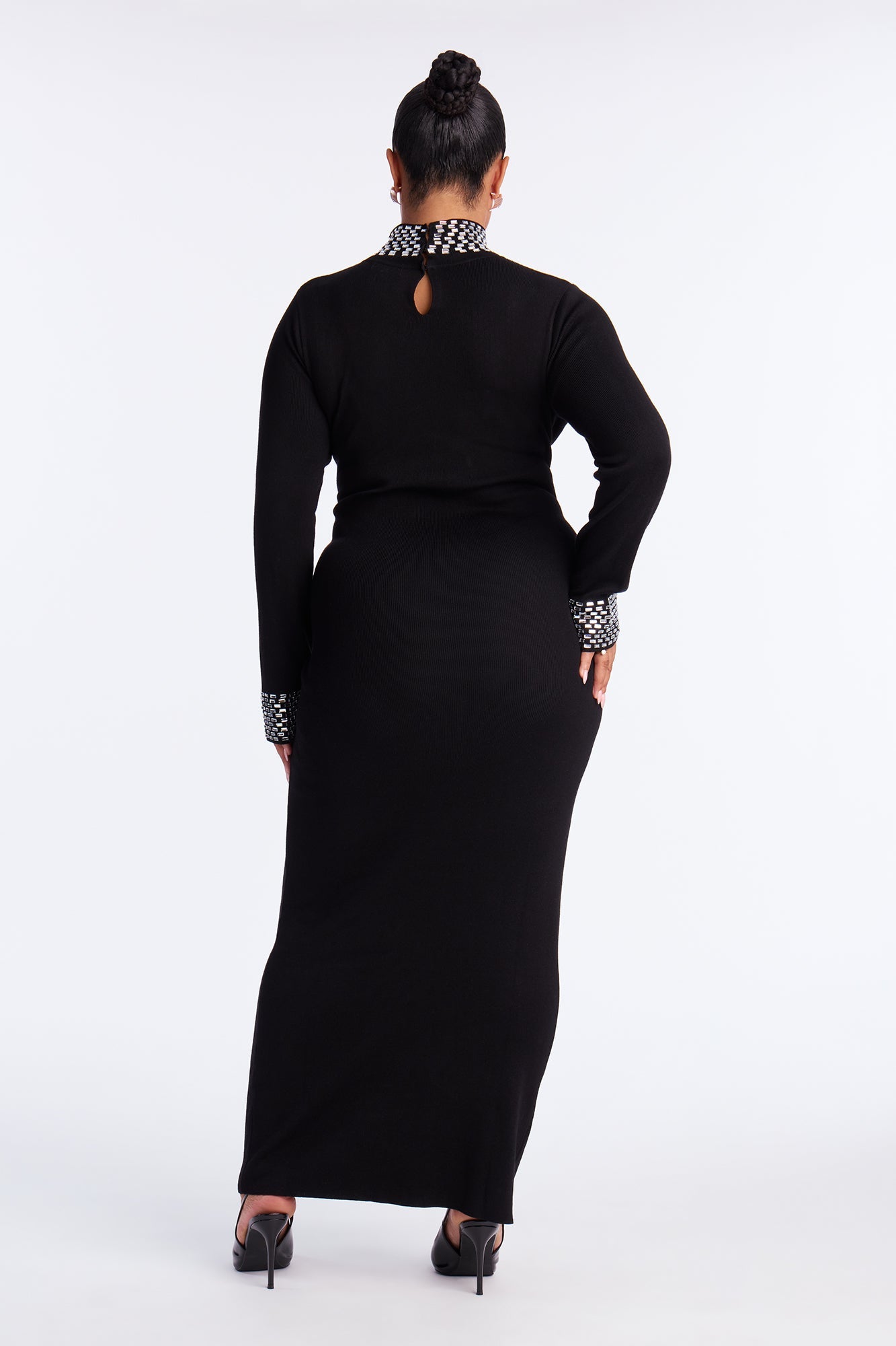 Doll Energy Embellished Maxi Dress - Black