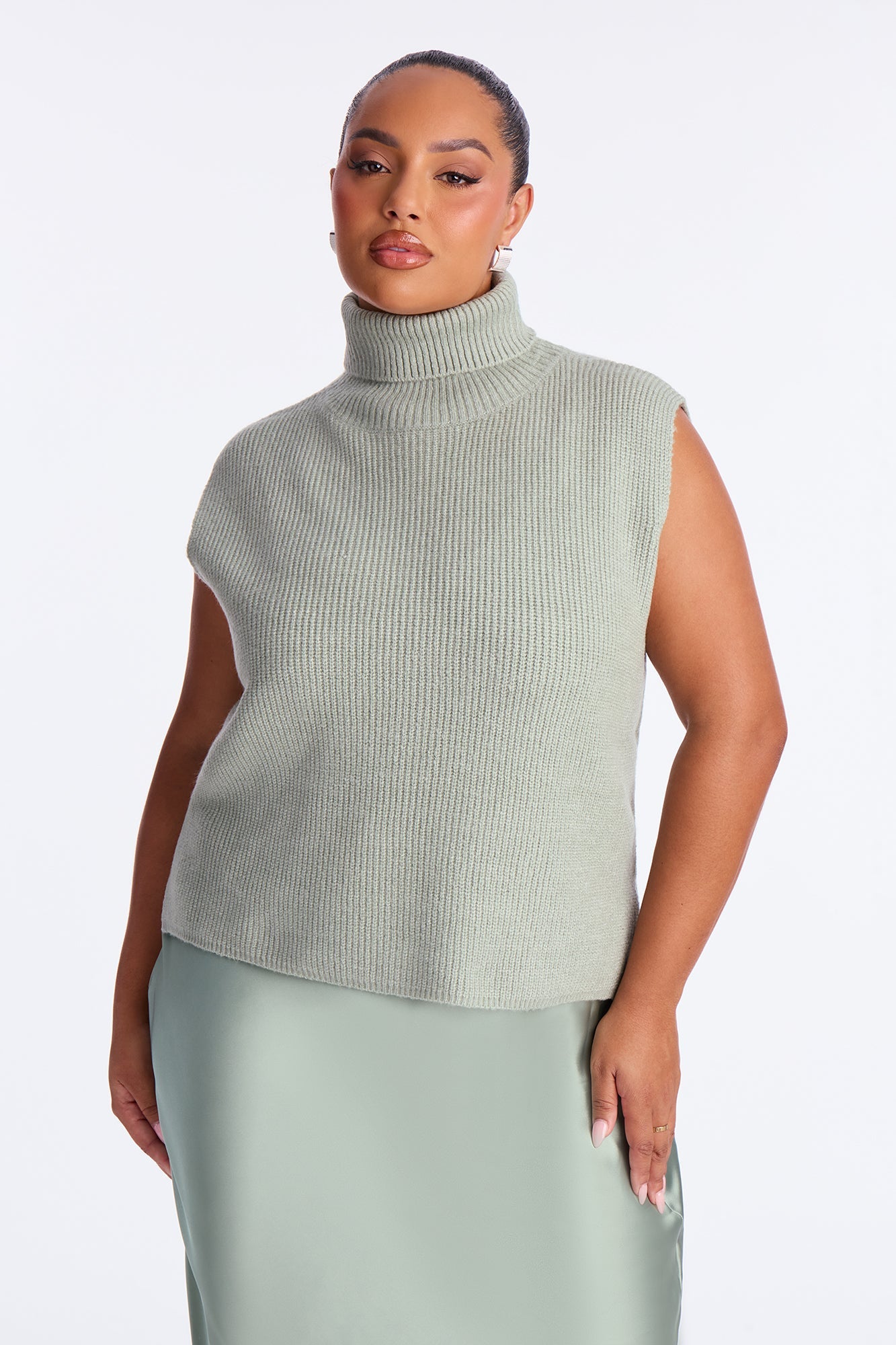 Always Sweet Satin Sweater Maxi Dress Set - Sage