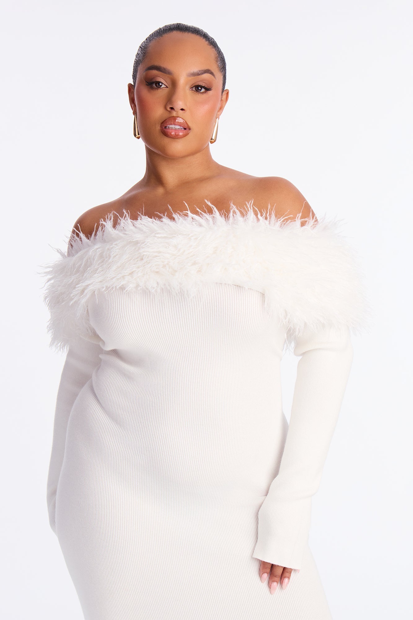 By The Fireside Sweater Maxi Dress - White