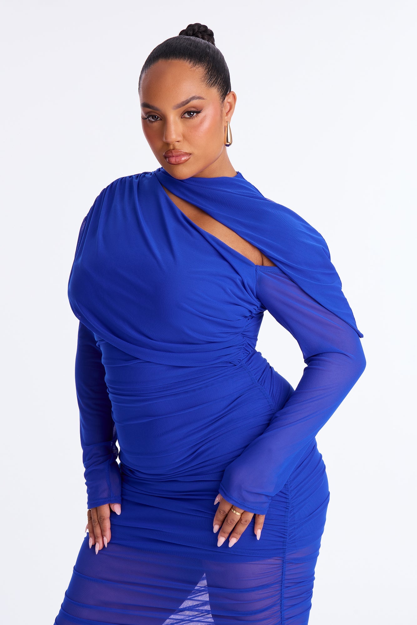 Tongue Tied Ruched Maxi Dress - Royal
