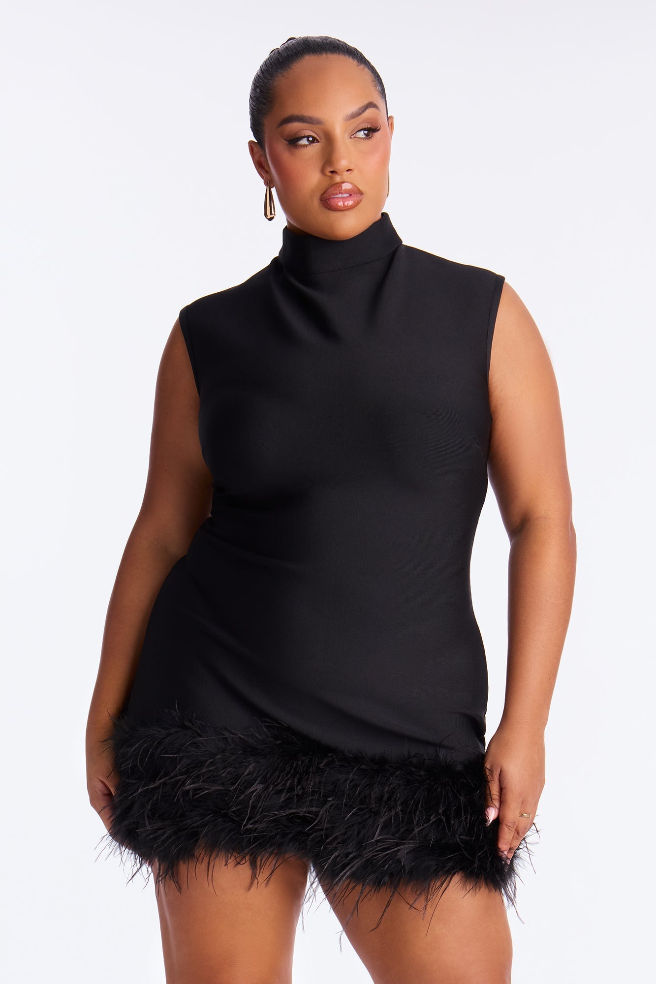 Kathleen Bandage Feather Micro Mini Dress - Black