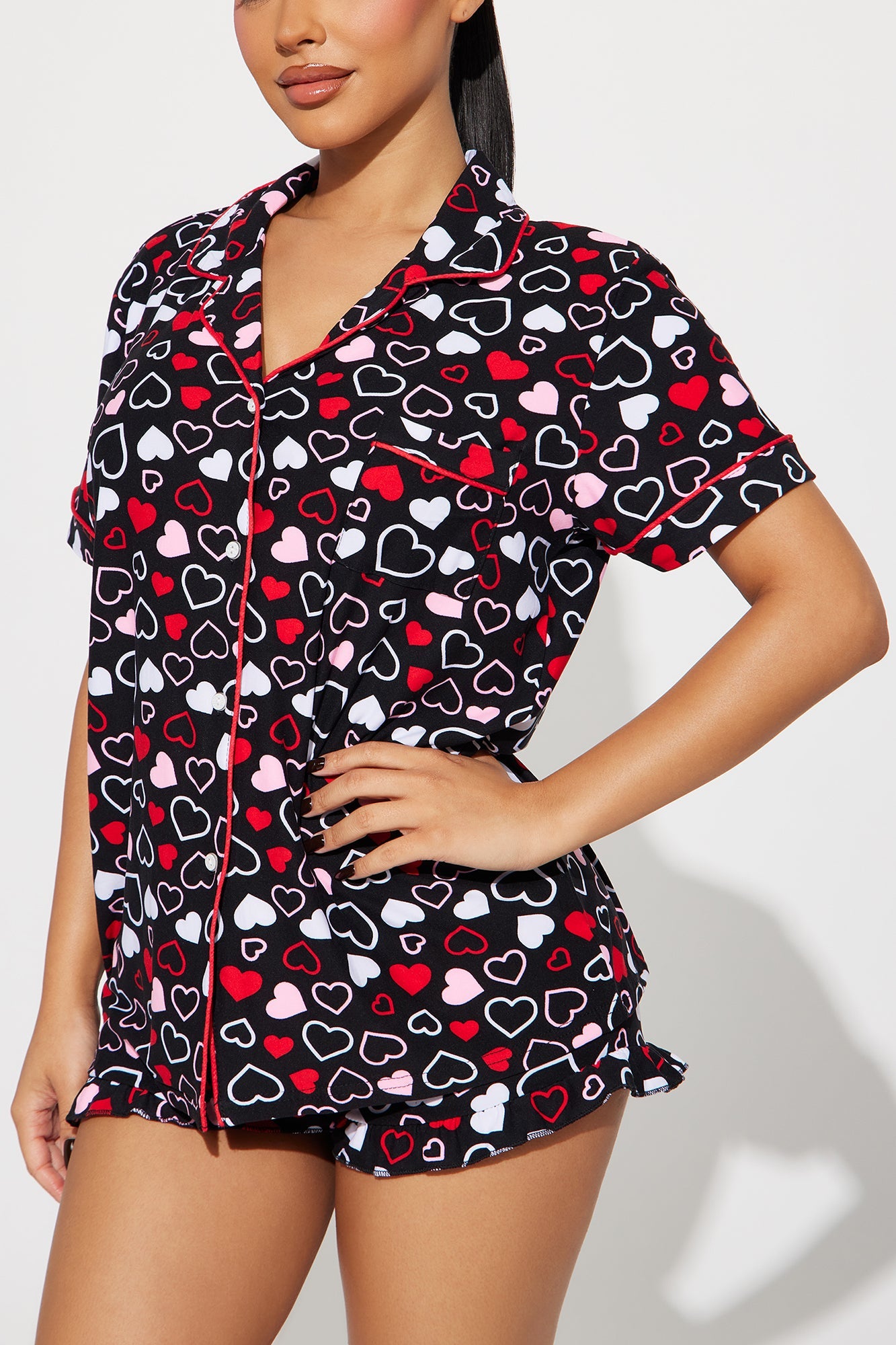 Love This Bed 3 Piece PJ Short Set - Red/Black