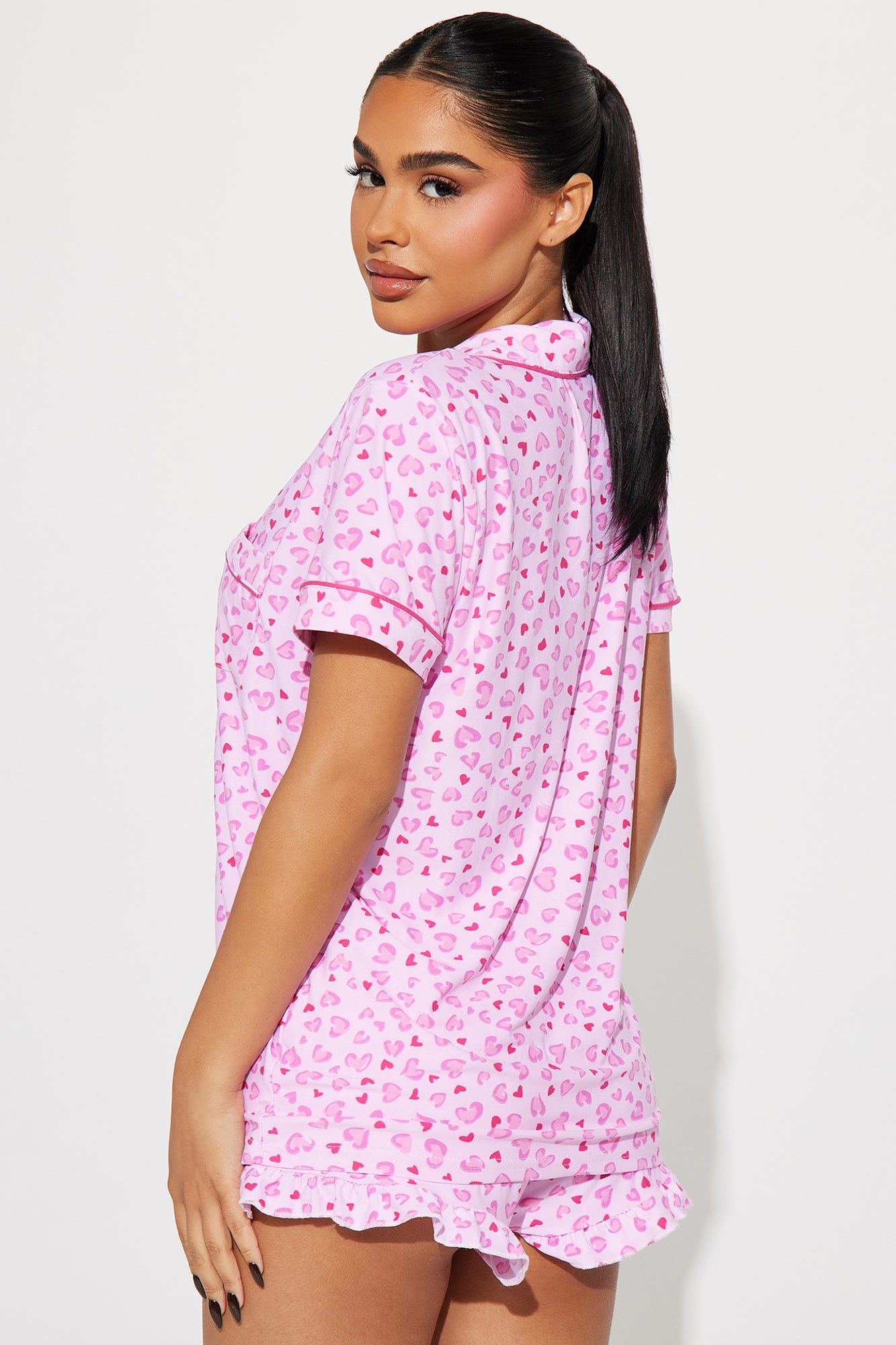 Wild Love PJ Short Set - Pink/Pink