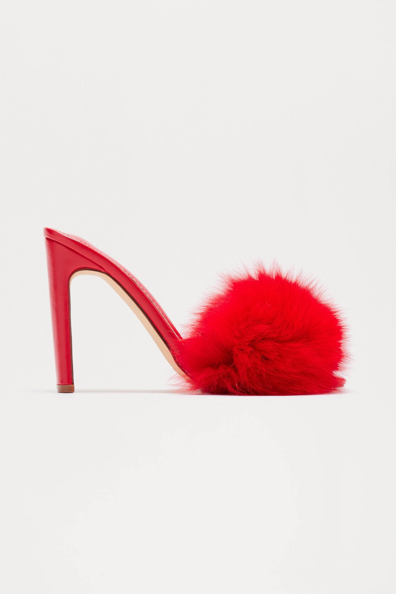 Moscow Faux Fur Mules - Red