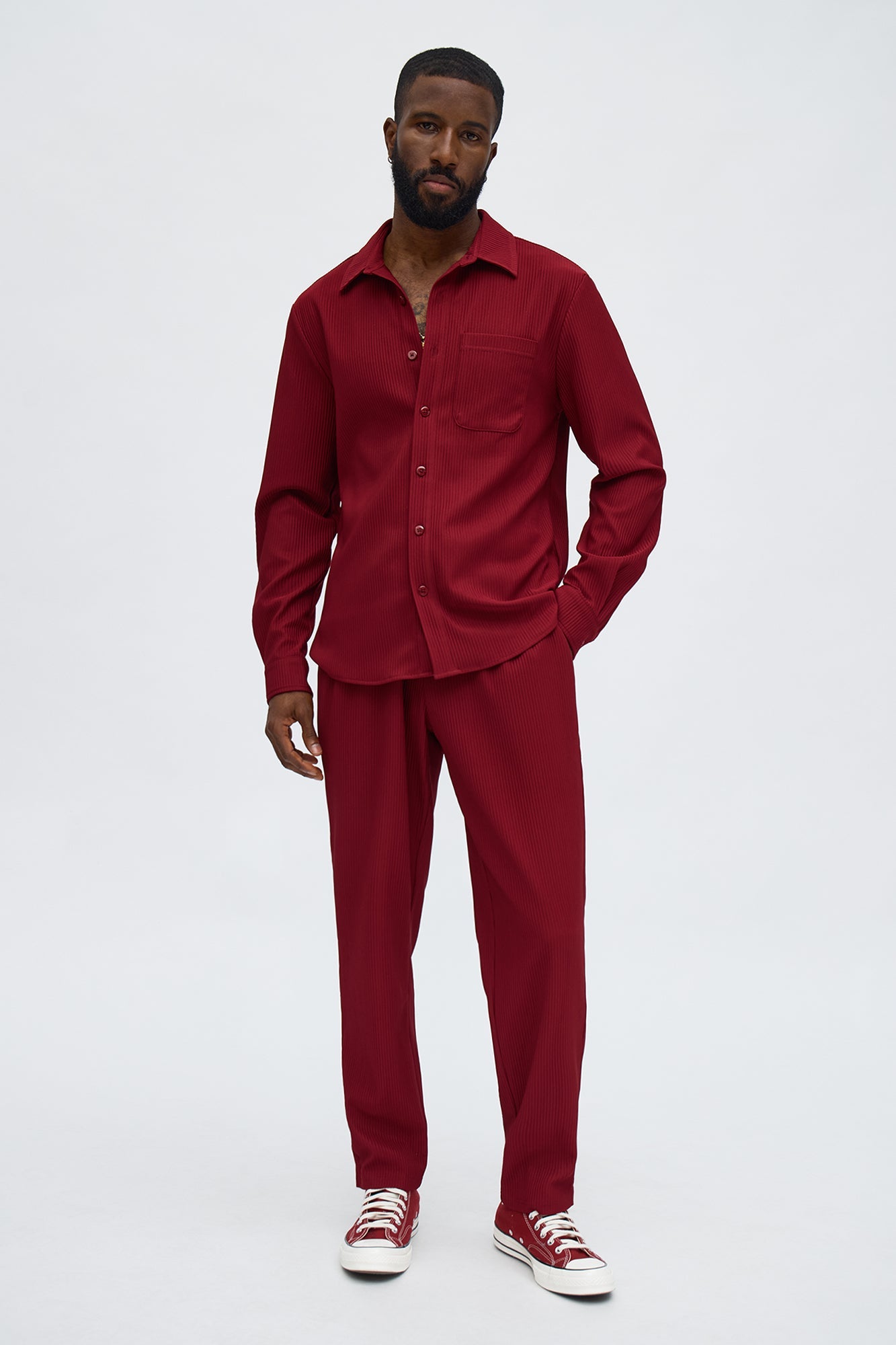 Show Up Long Sleeve Shirt - Burgundy