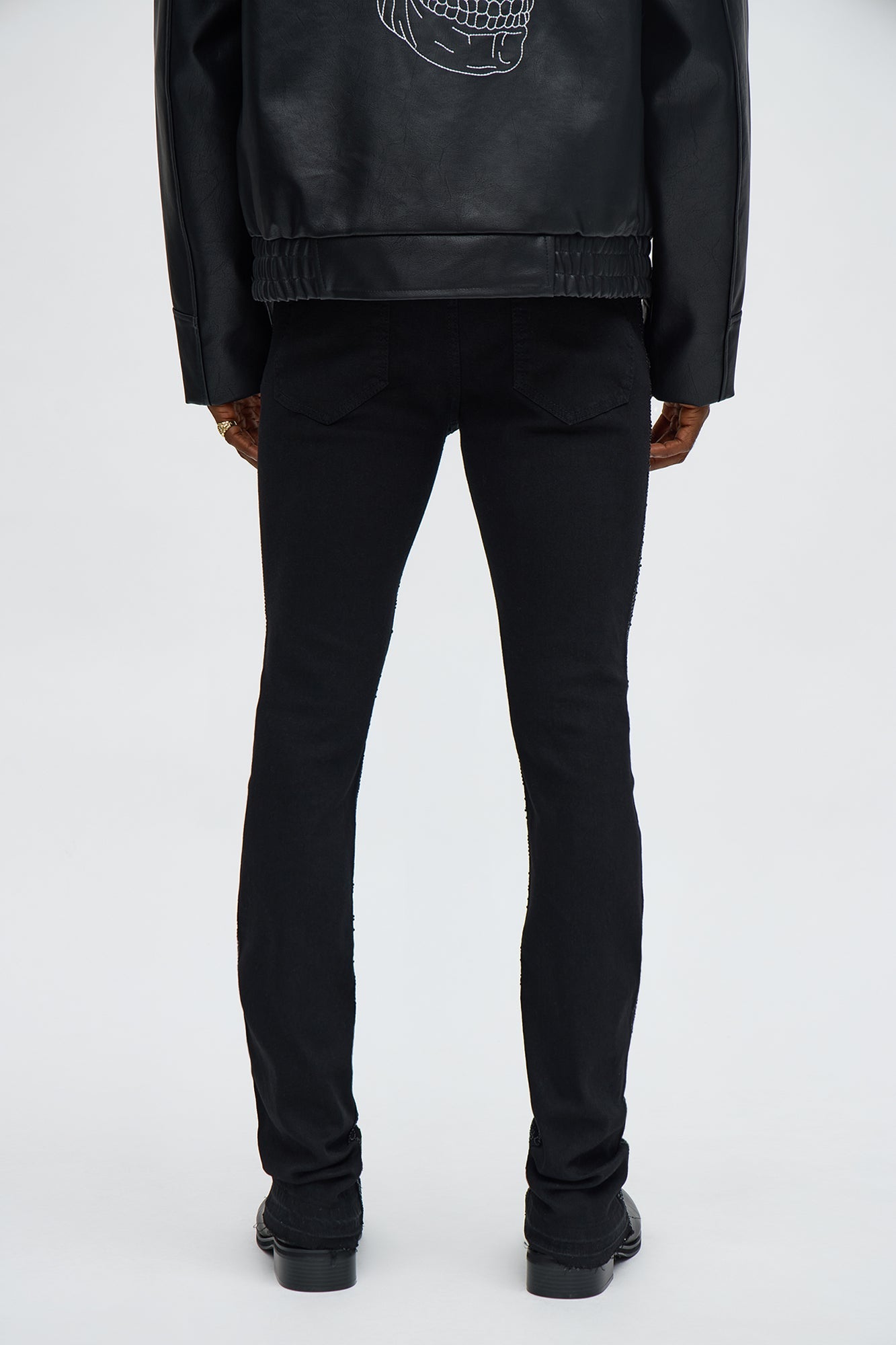 Stacked Skinny Flare Walk With It Jewel Jean - Black