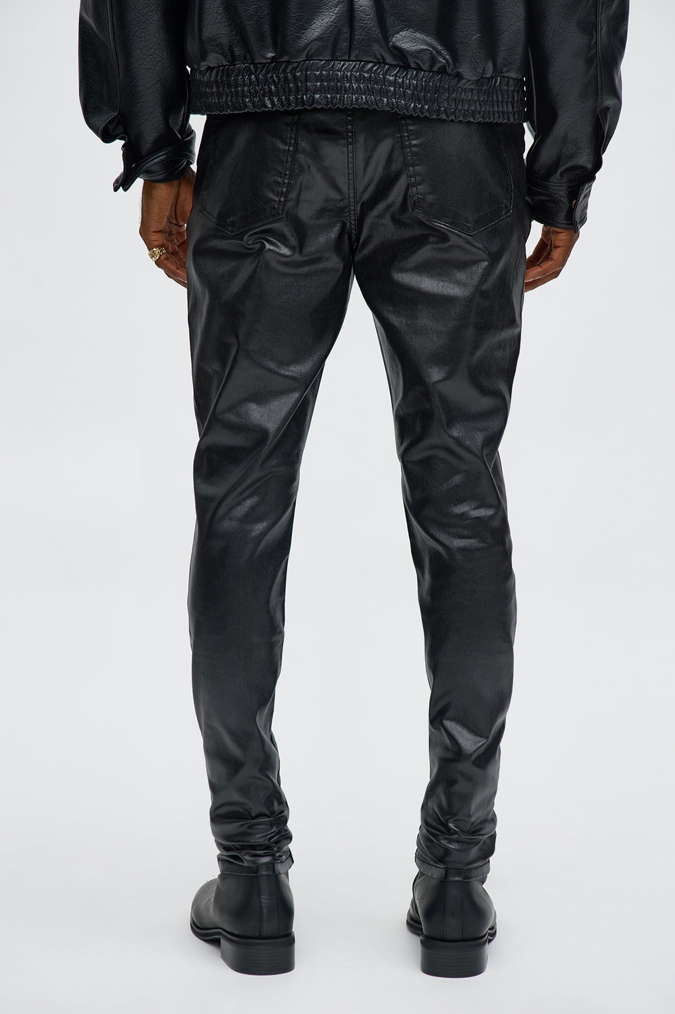 Stacked Skinny High Shine Wax Coated Jean - Black