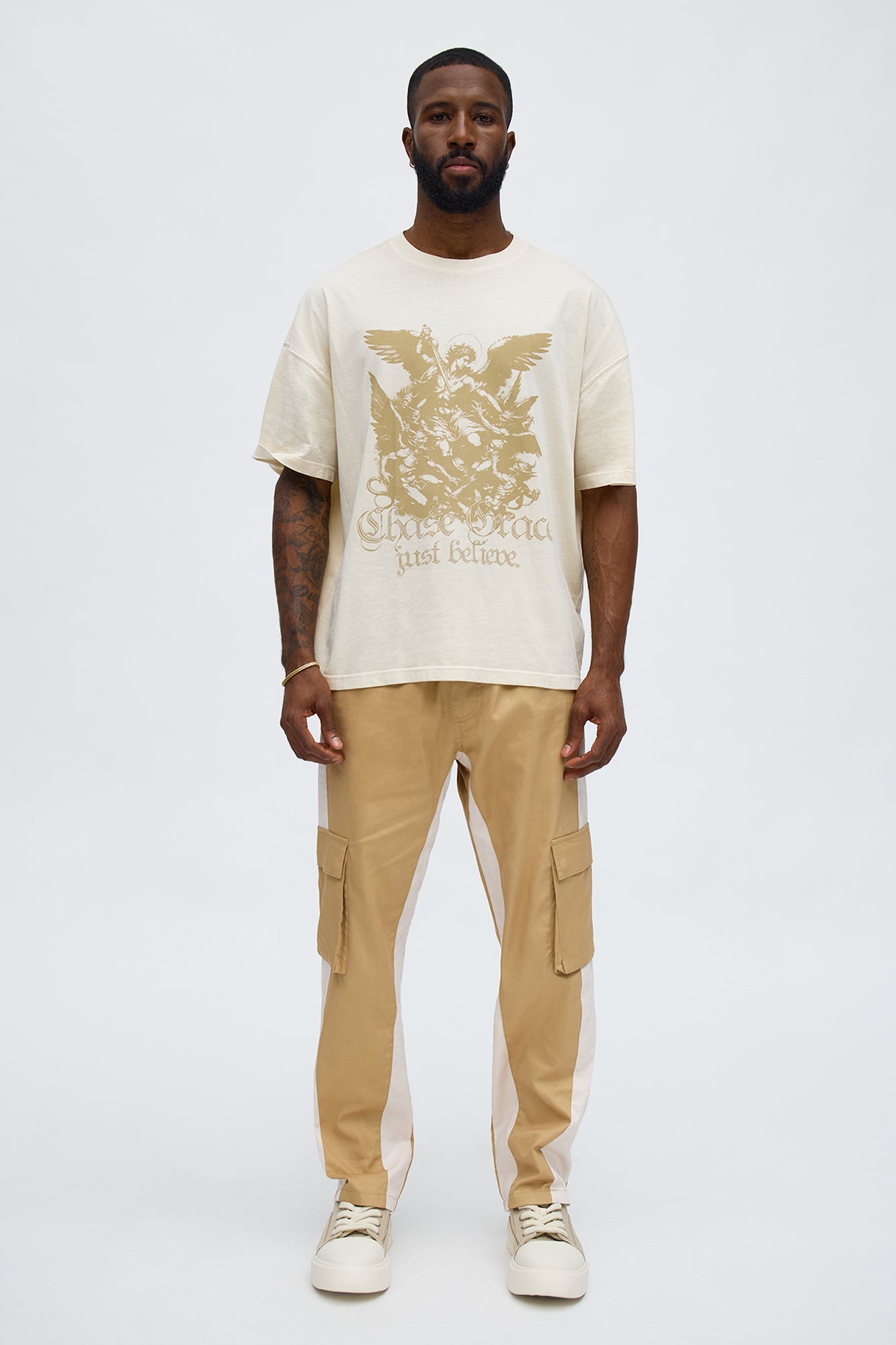 Chase Grace Short Sleeve Tee - Cream