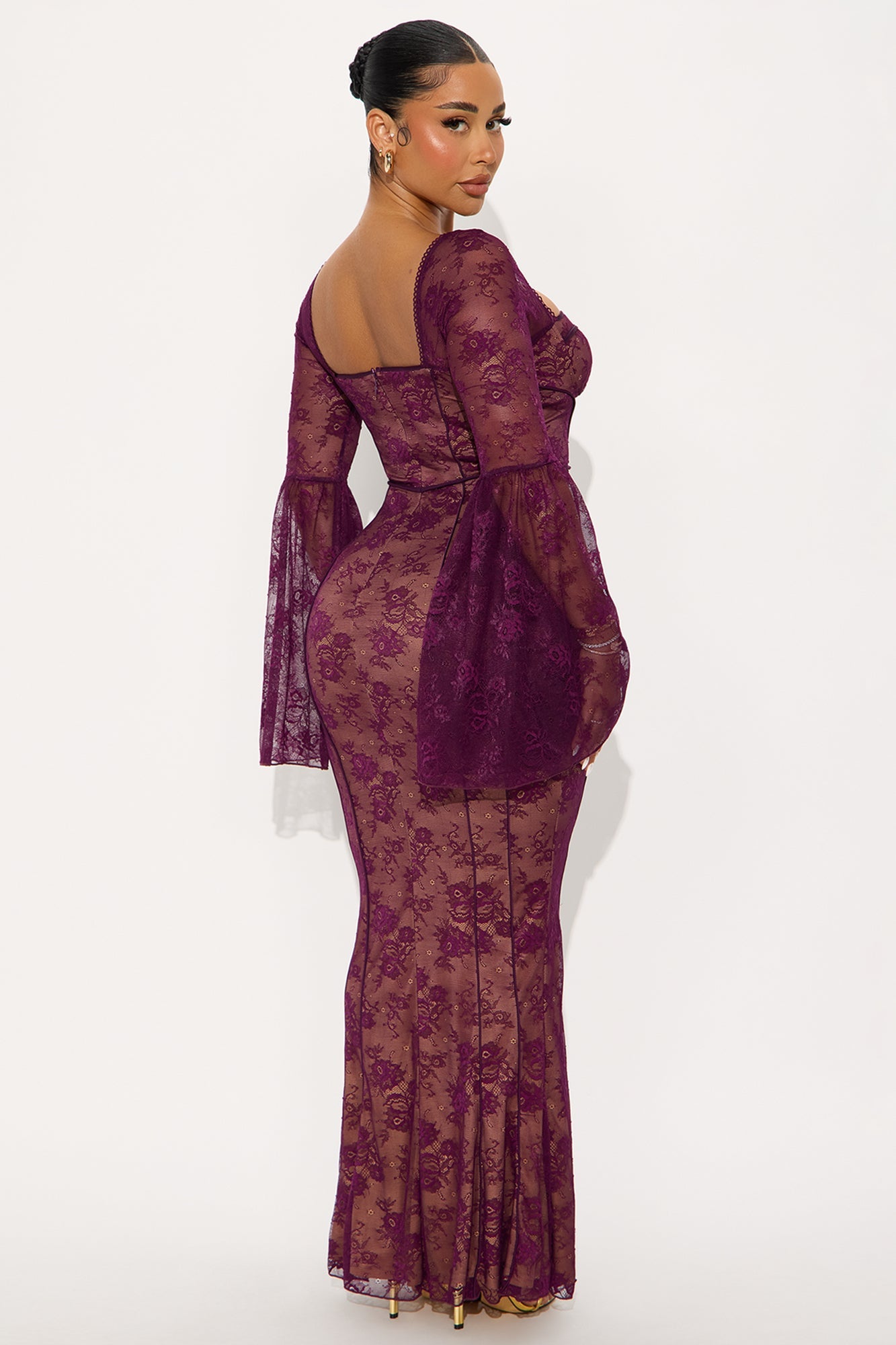 Fiona Lace Maxi Dress - Plum