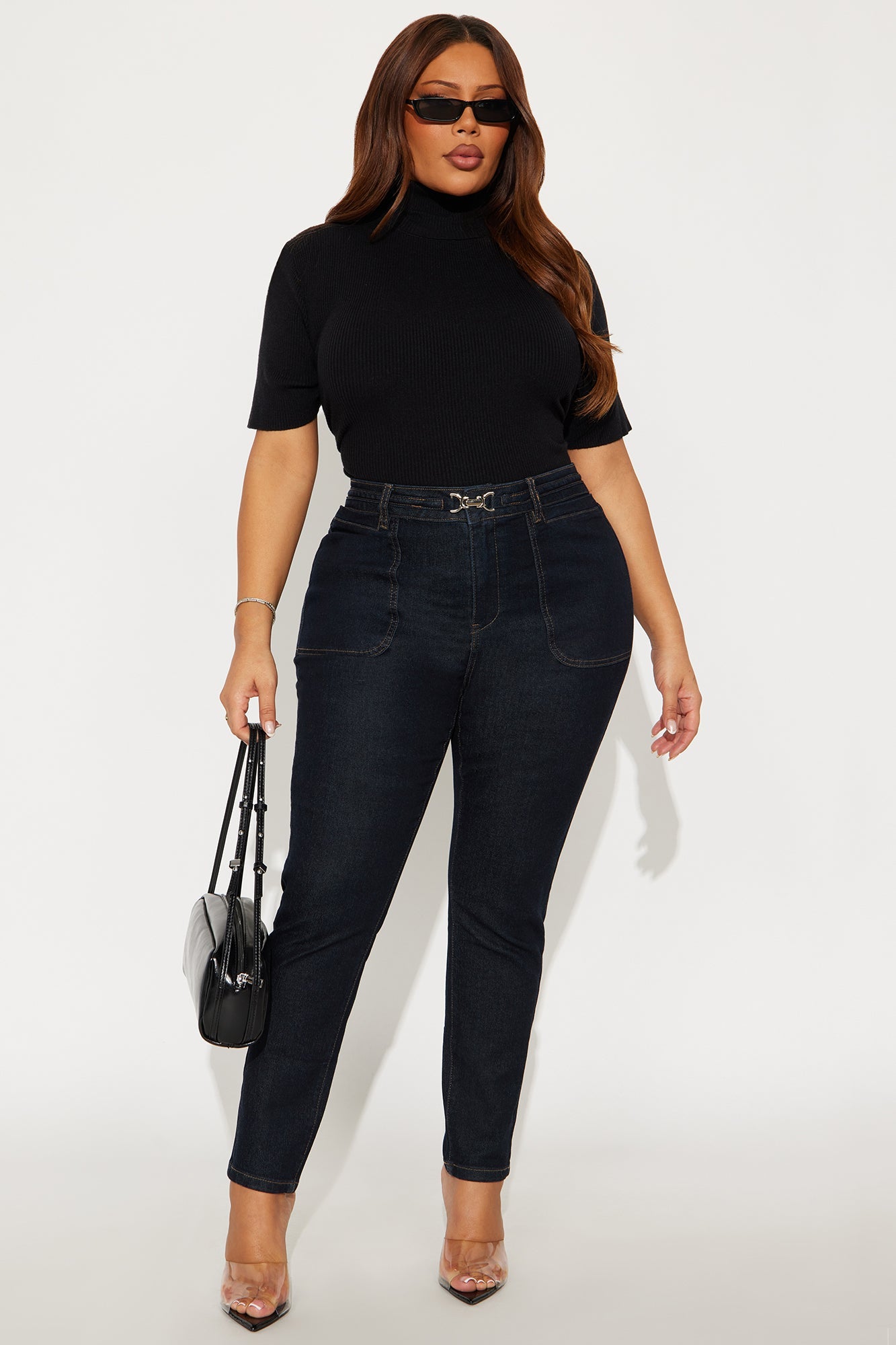 Melrose Clasp Skinny Jeans - Dark Wash
