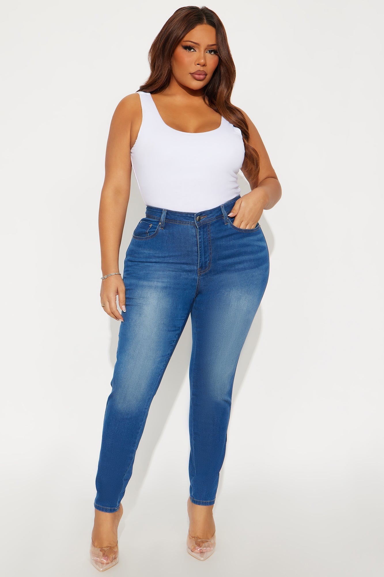 So Peachy Stretch Skinny Jeans - Dark Wash