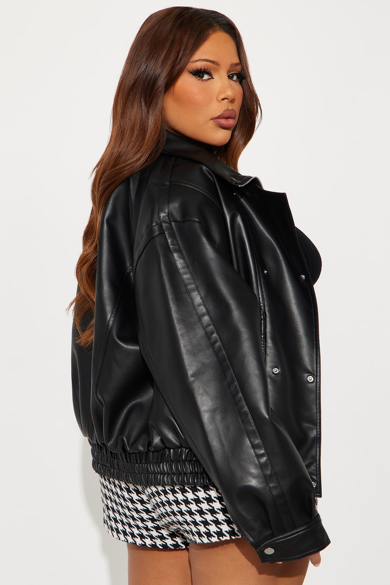 Guilty Pleasure Faux Leather Moto Jacket - Black