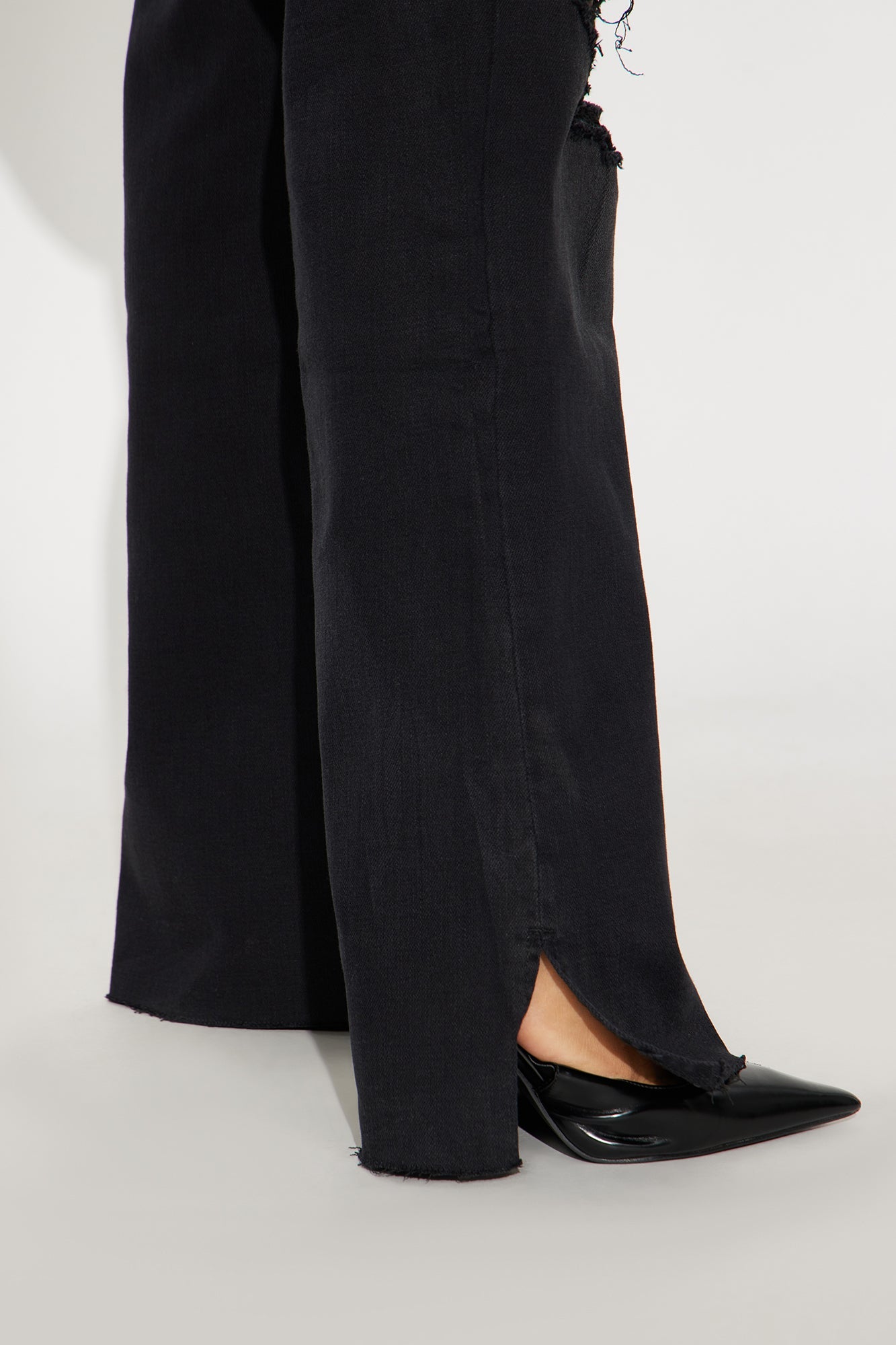 Doubling Down Ripped Flare Jeans - Black Wash