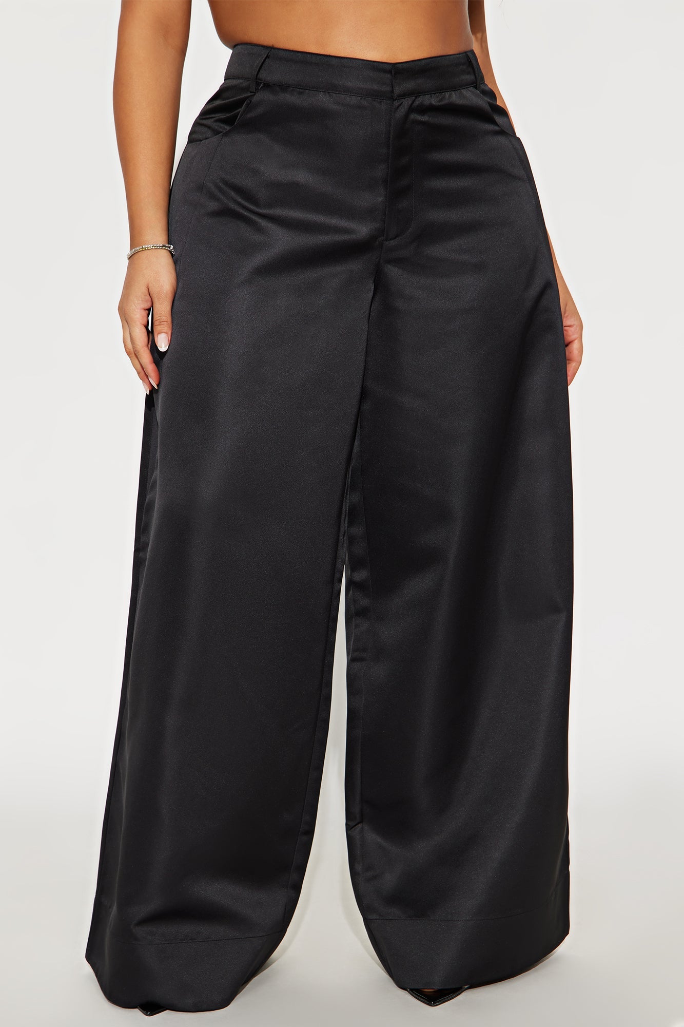 Satin Seduction Low Rise Wide Leg Pant 33 - Black