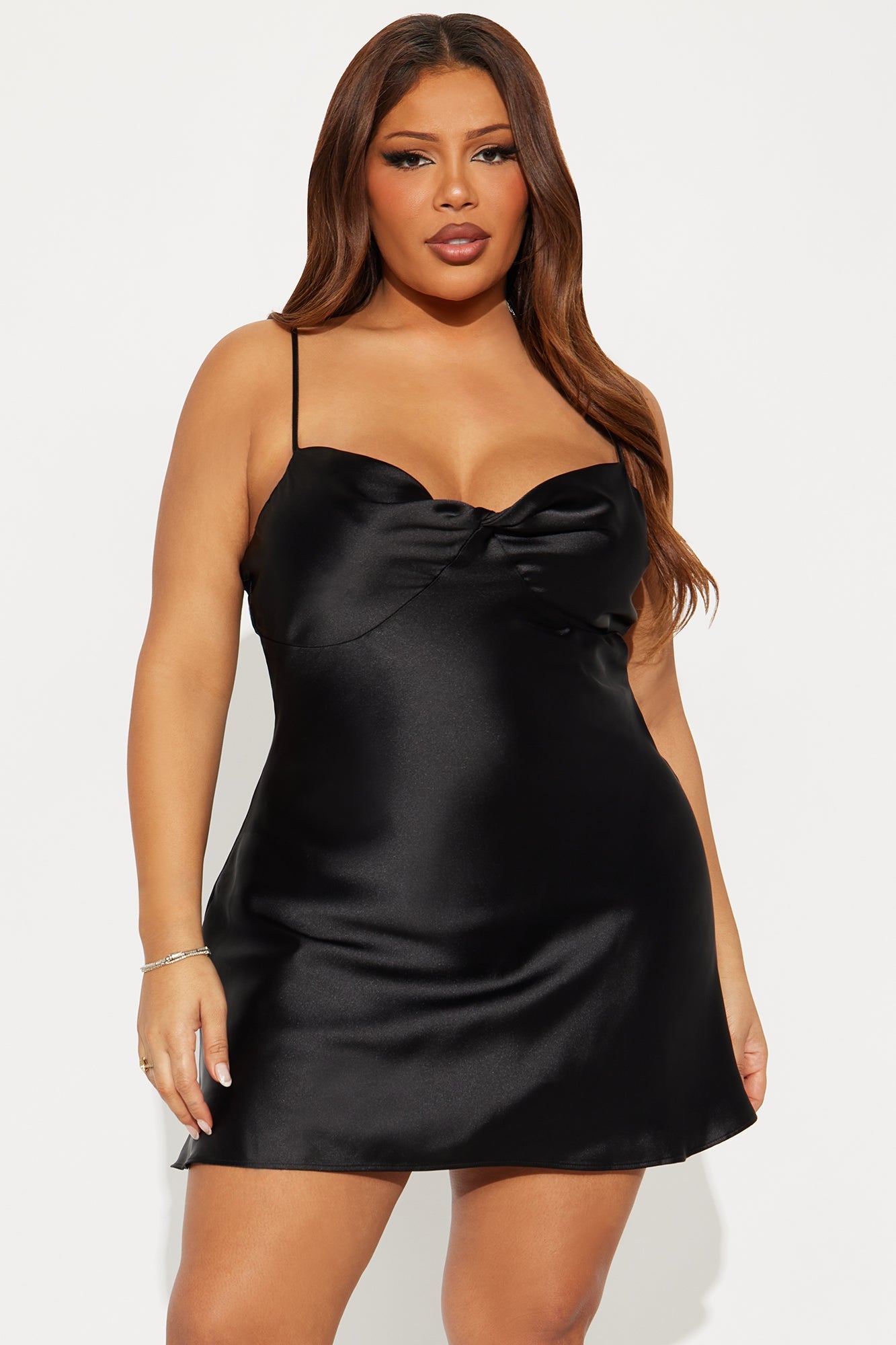 Play The Part Satin Mini Dress Set - Black