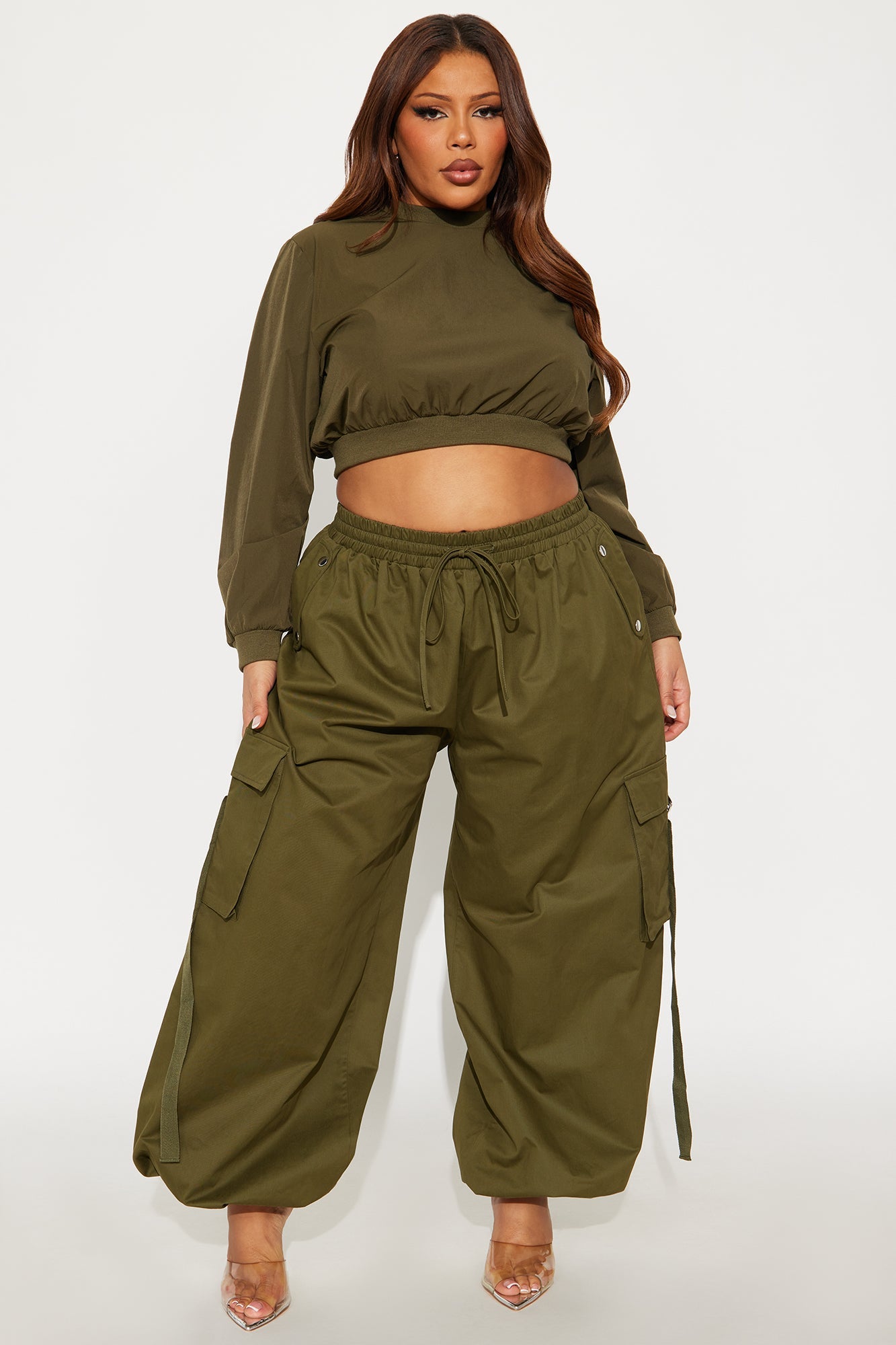Bianca Balloon Pant Set - Olive