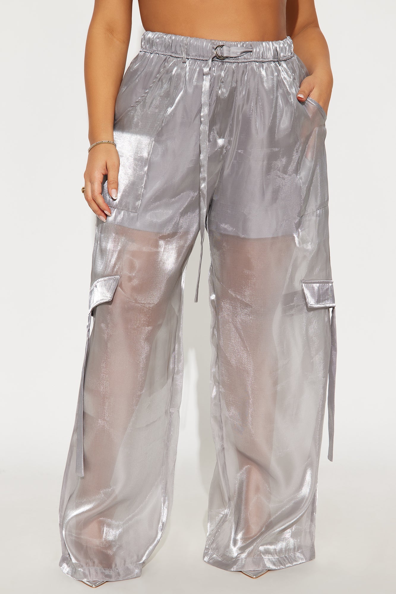 All Eyes On Me Organza Wide Leg Pant 33 - Silver