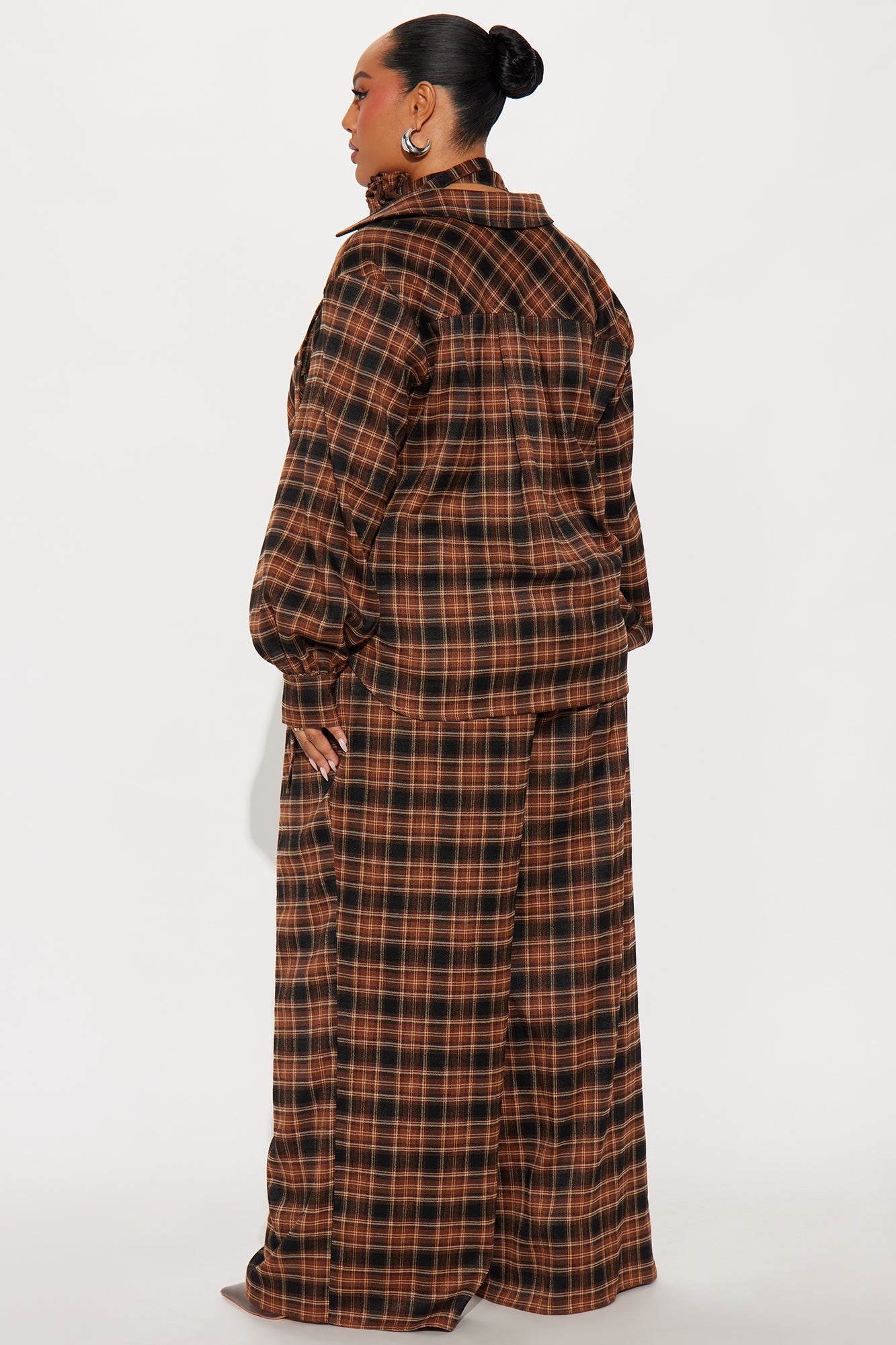 Zakai Plaid Pant Set - Brown Combo