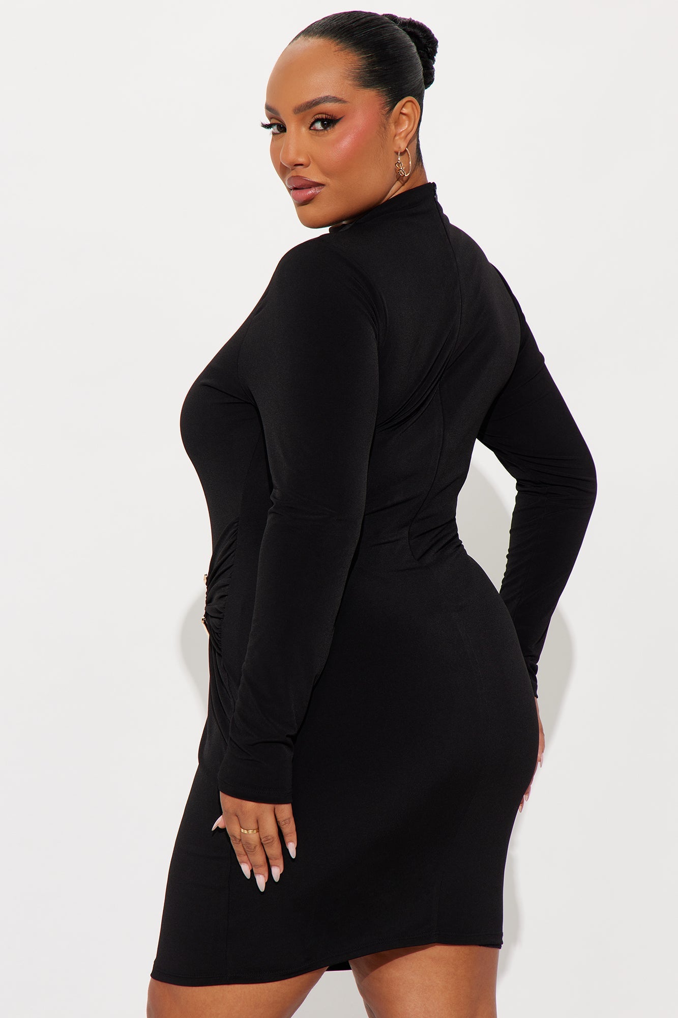 Imara Long Sleeve Midi Dress - Black
