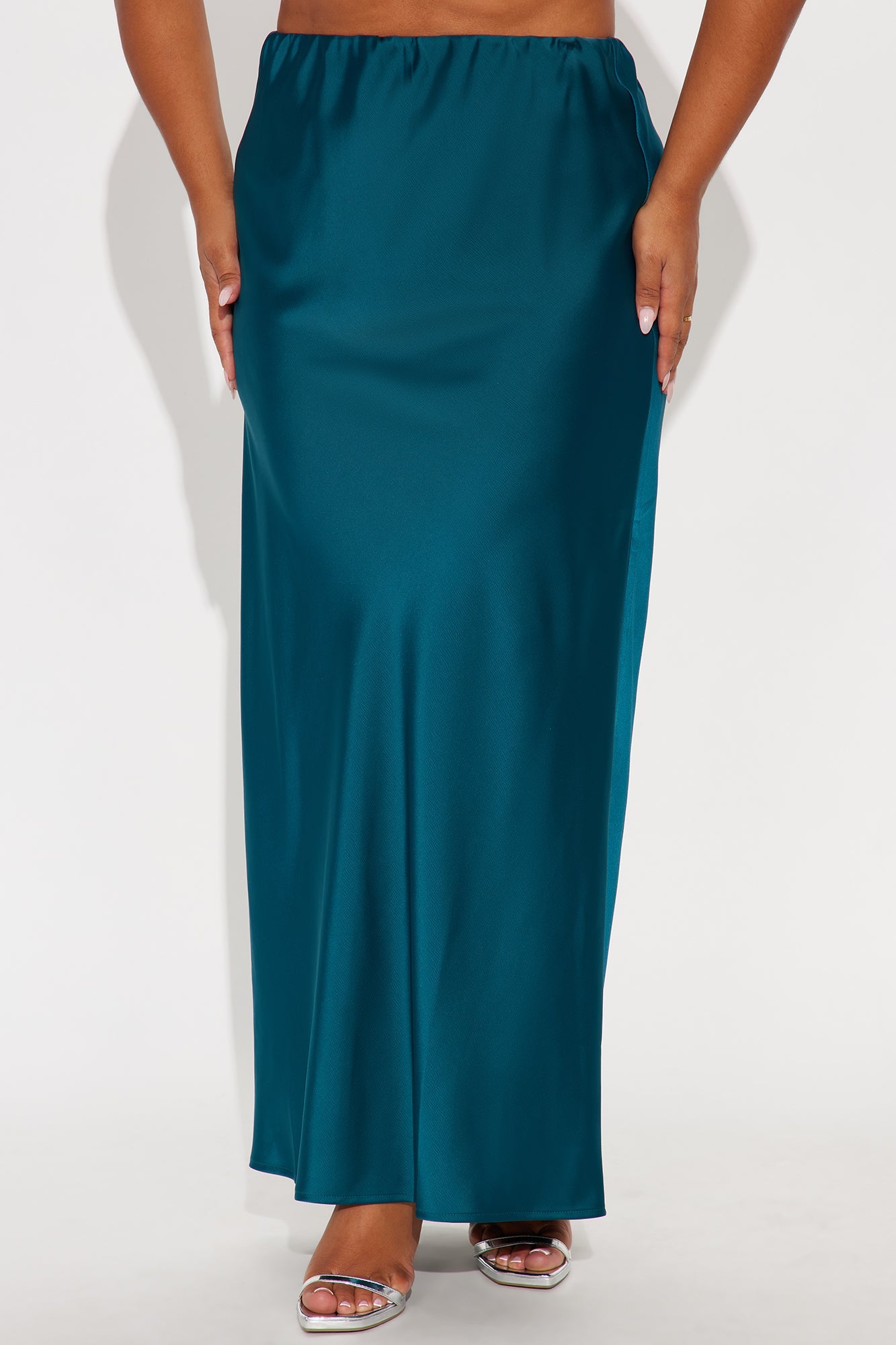 Brunch to GNO Satin Maxi Skirt - Teal