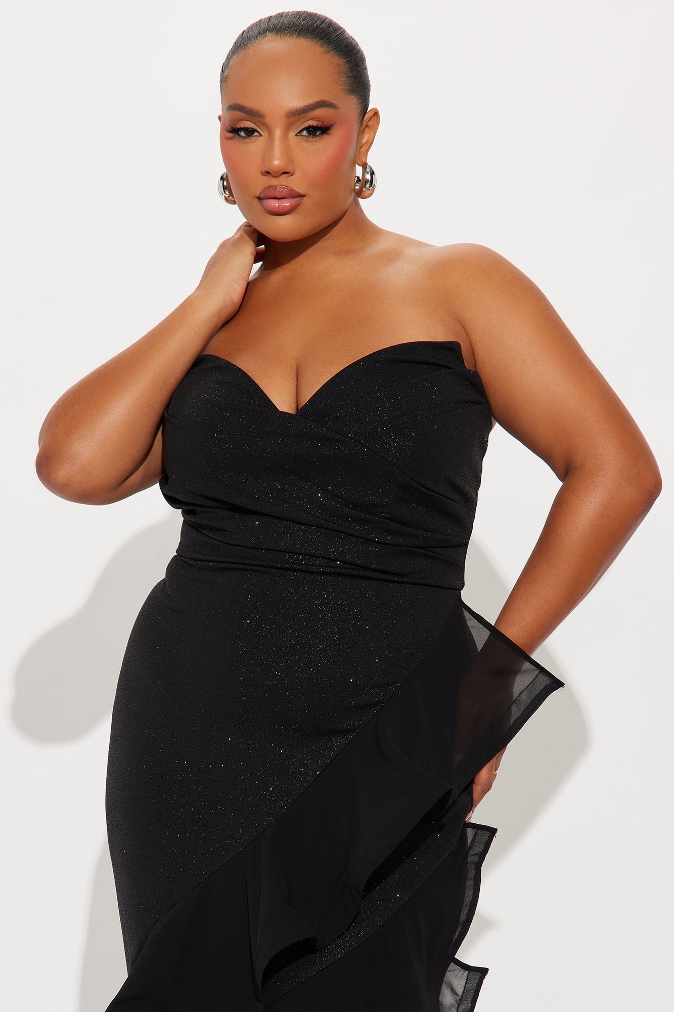 Bold Edge Glitter Maxi Gown - Black