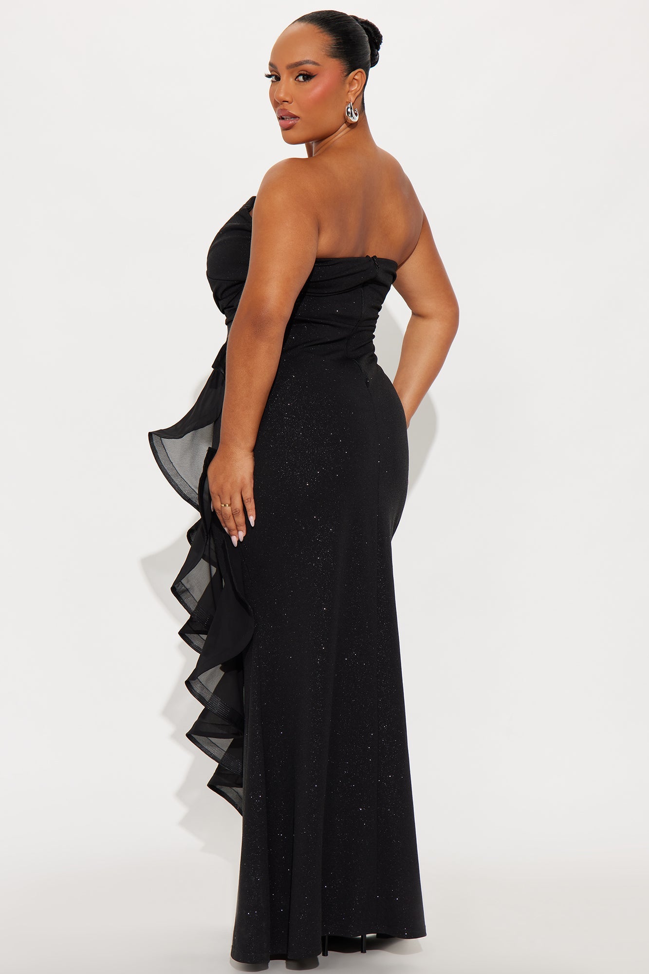 Bold Edge Glitter Maxi Gown - Black