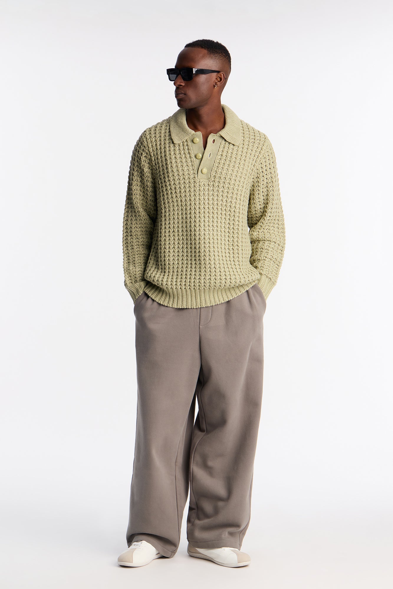Chunky Sweater Polo - Sage