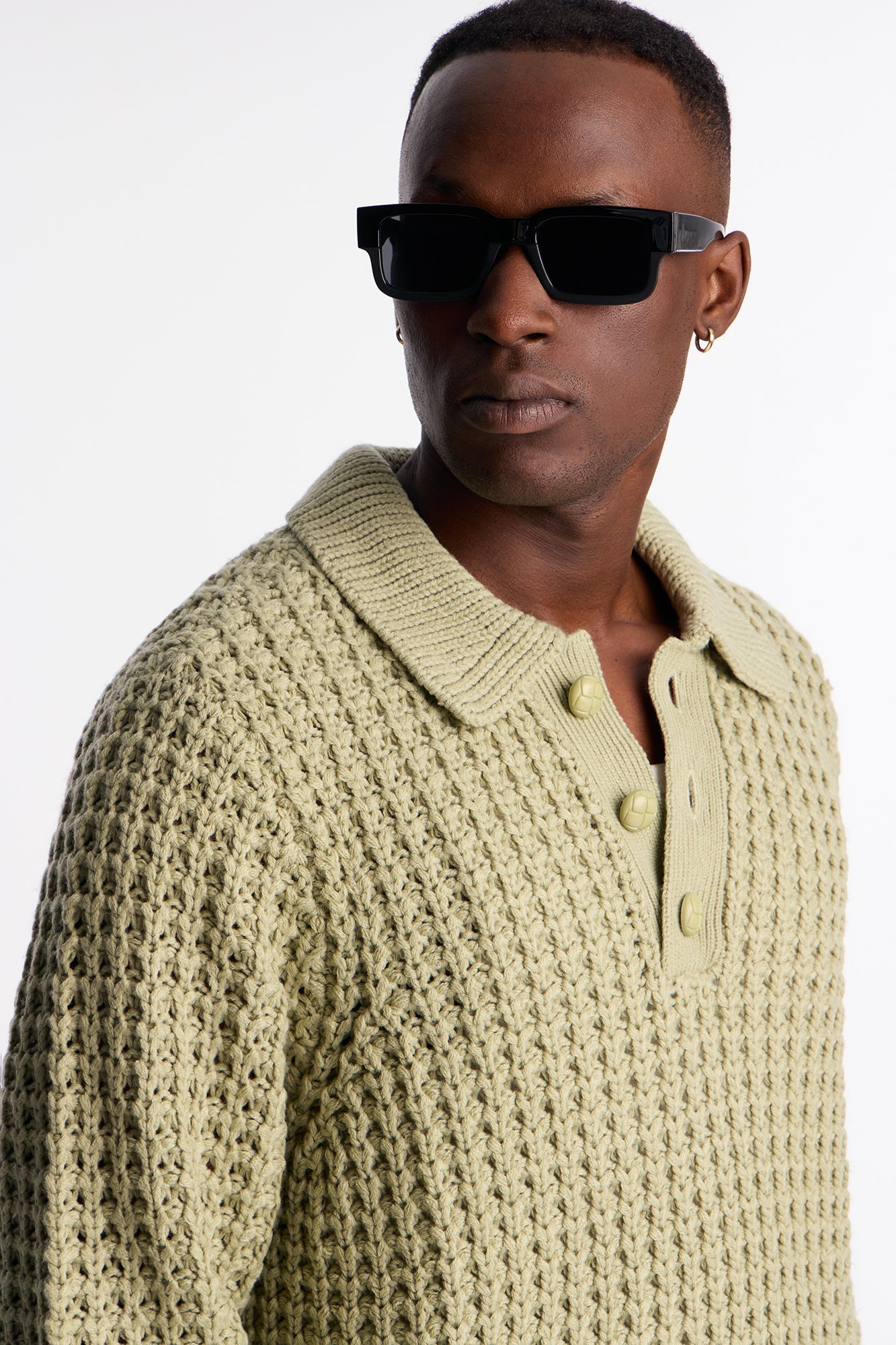 Chunky Sweater Polo - Sage