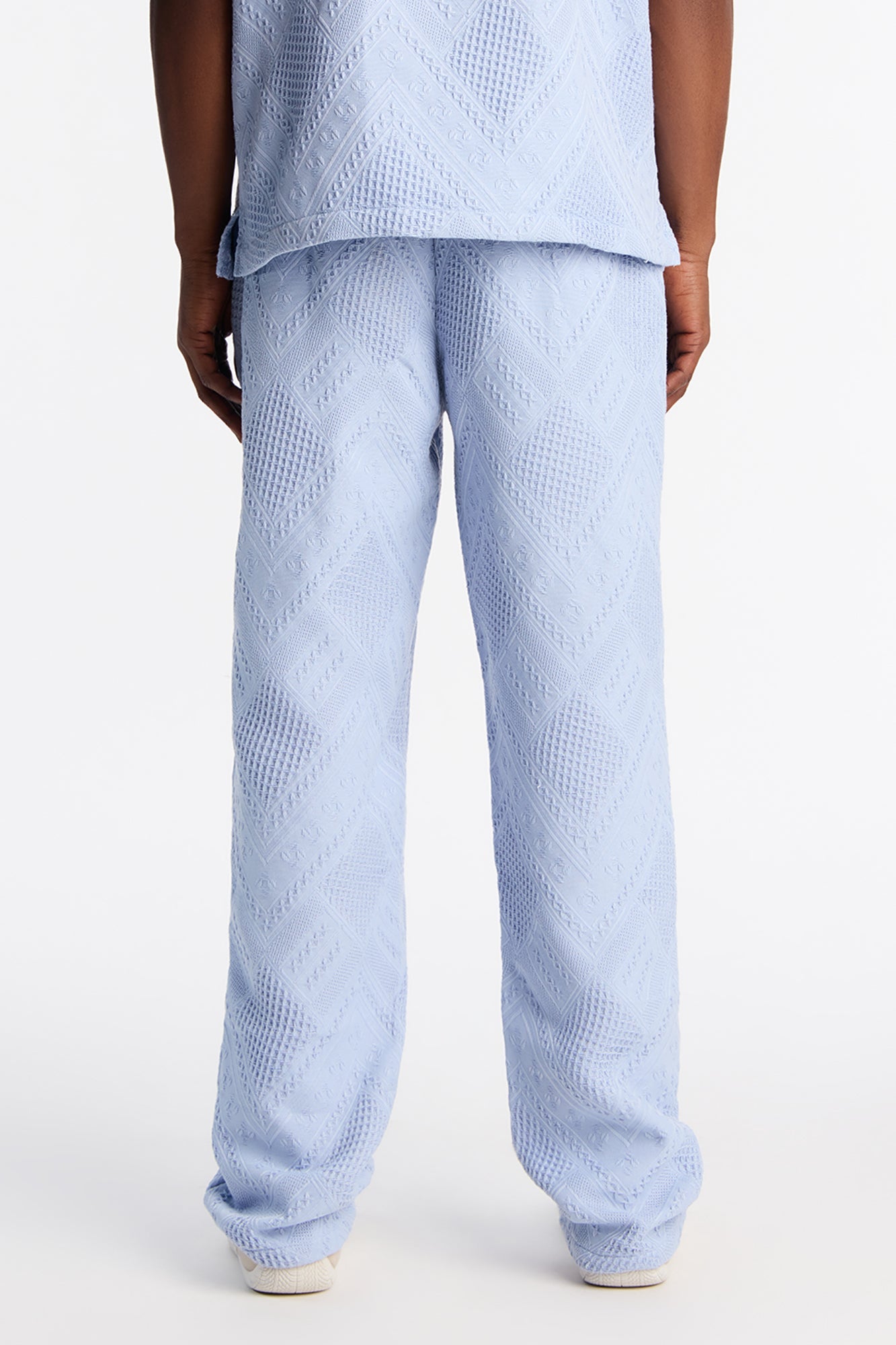 Straight Twist Weave Textured Pant - Light Blue
