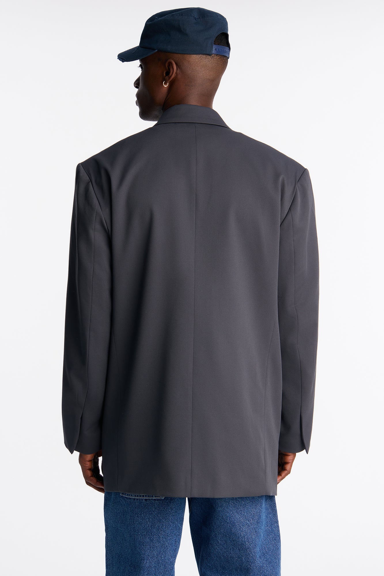 Oversized Quiet Authority Double Breasted Blazer - Charcoal