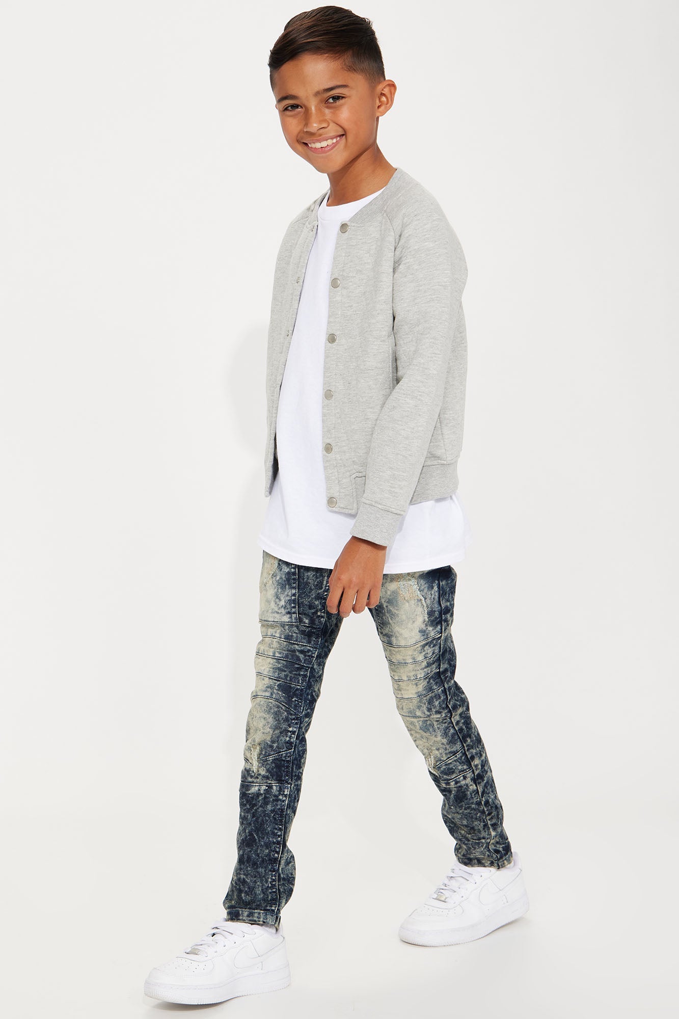 Mini Denim Moto Rip And Repair Jeans - Vintage Wash