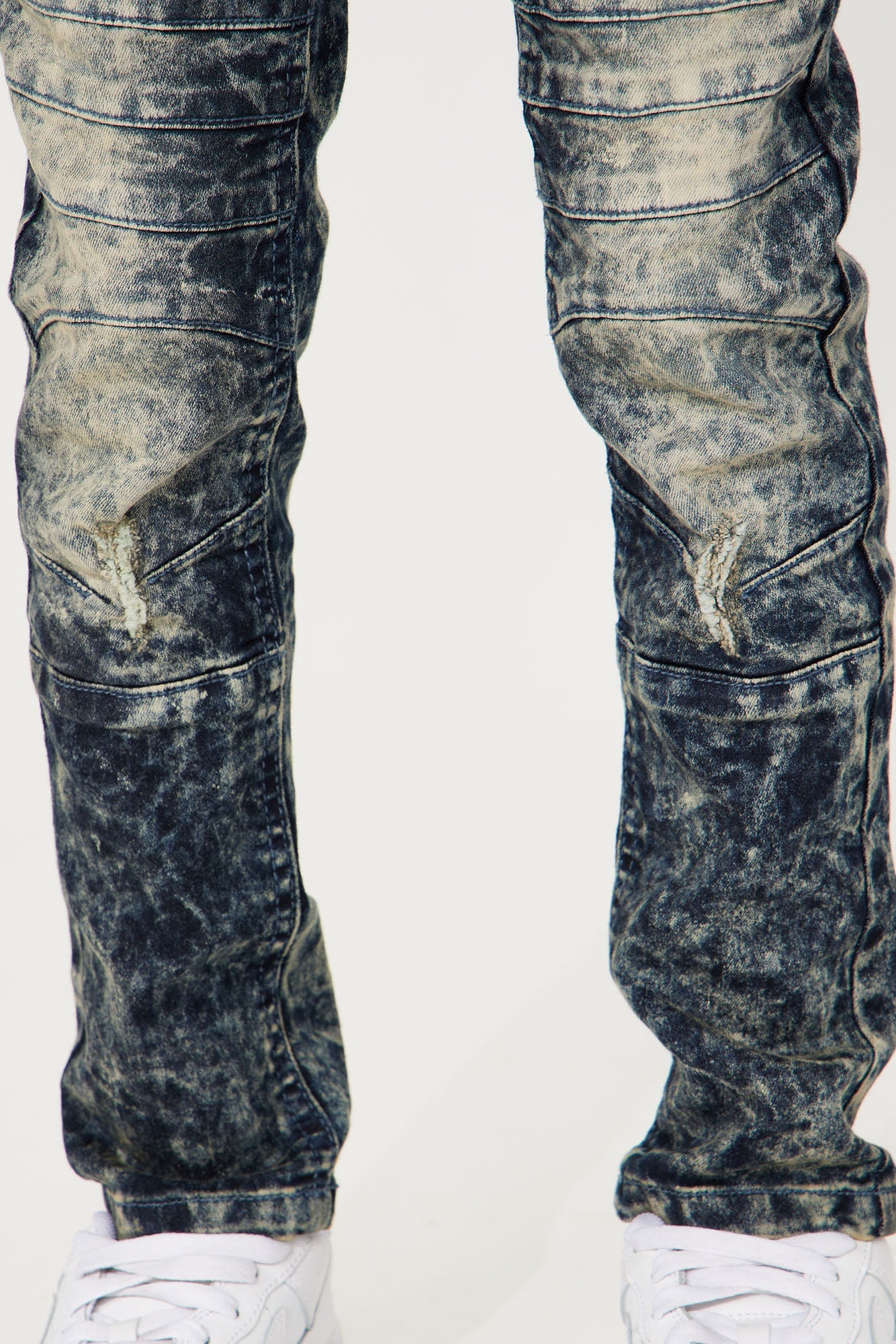 Mini Denim Moto Rip And Repair Jeans - Vintage Wash