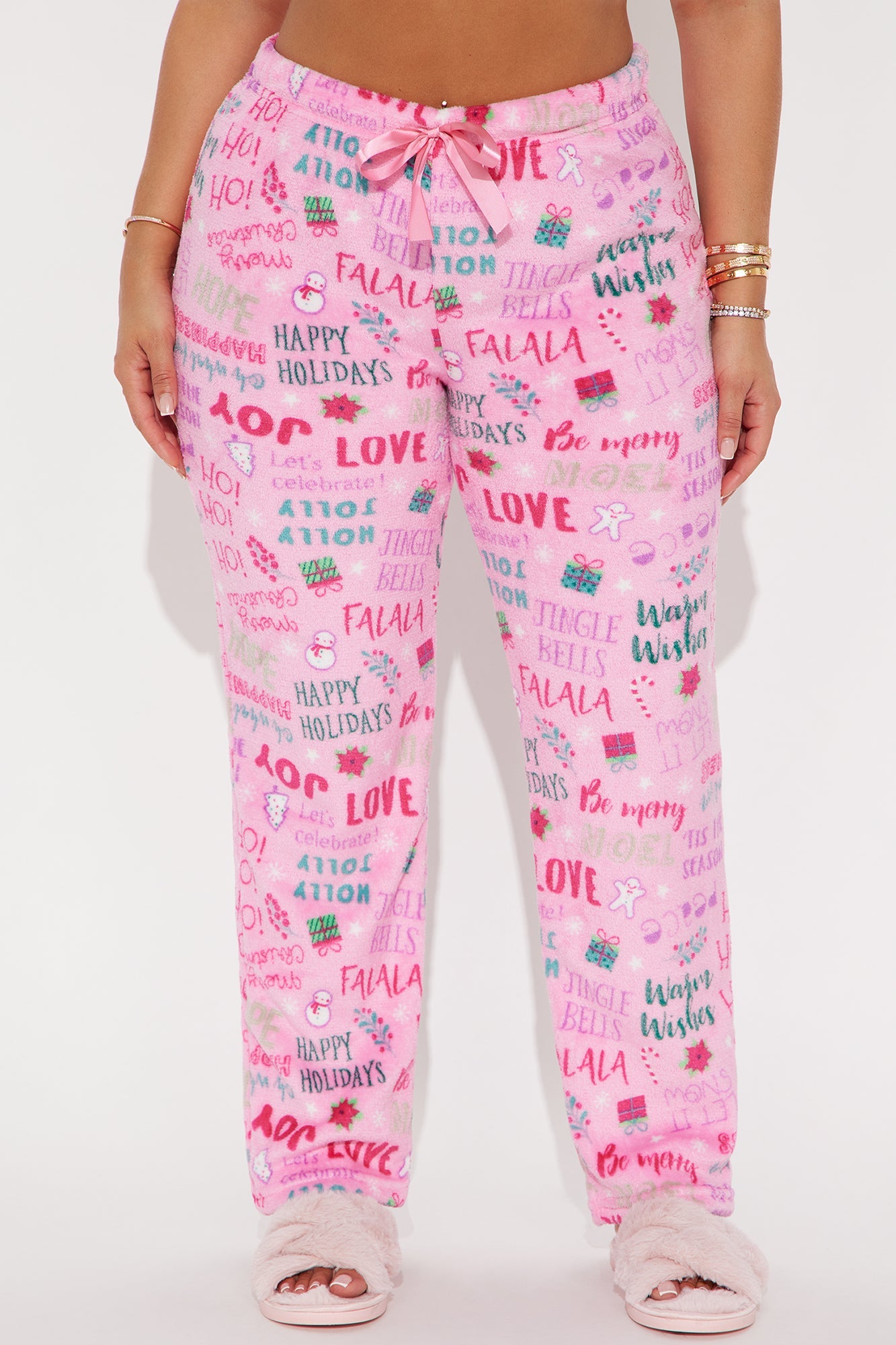 Christmas Cheer Plush PJ Pant - Pink/combo
