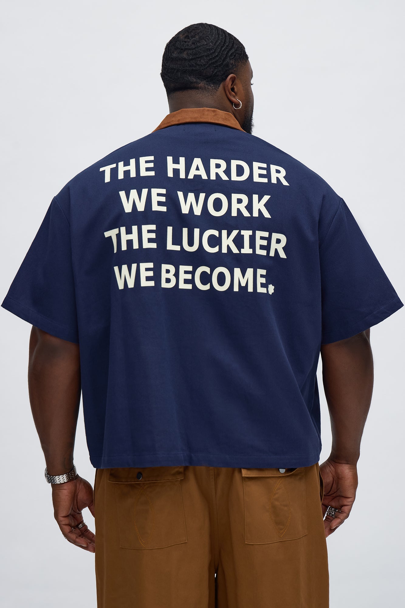 Cropped Rustpoint Mechanic Button Up Shirt - Navy