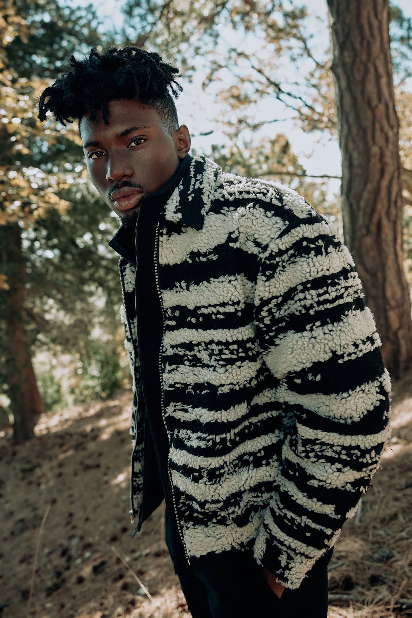 Relaxed Stay In Your Lane Sherpa Jacket - Black/combo