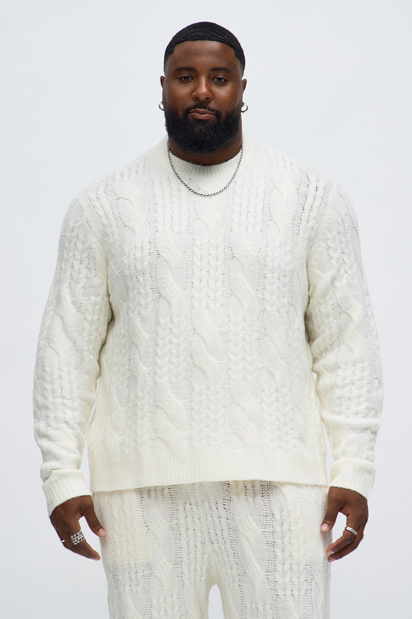 Day To Day Cable Knit Crewneck Sweater - Off White