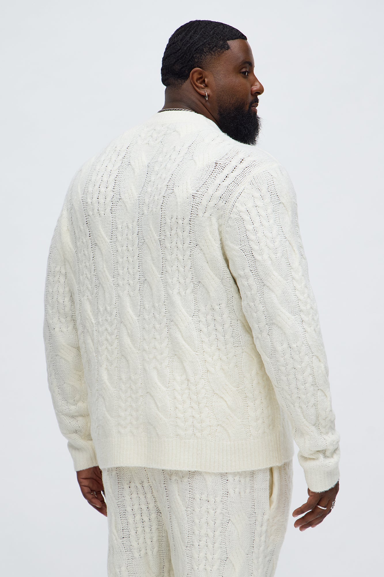 Day To Day Cable Knit Crewneck Sweater - Off White