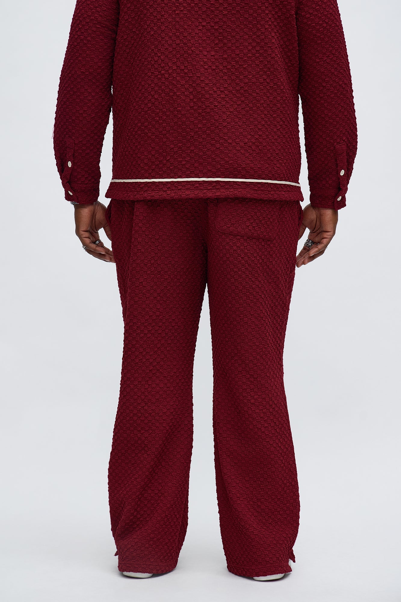 Slim Flare Soho Weave Slit Pant - Burgundy