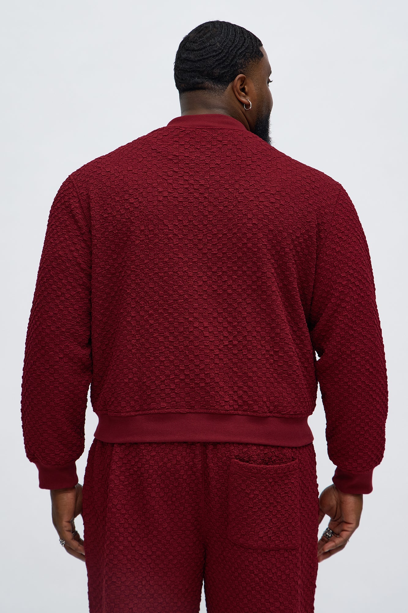 Soho Weave Bomber Jacket - Burgundy