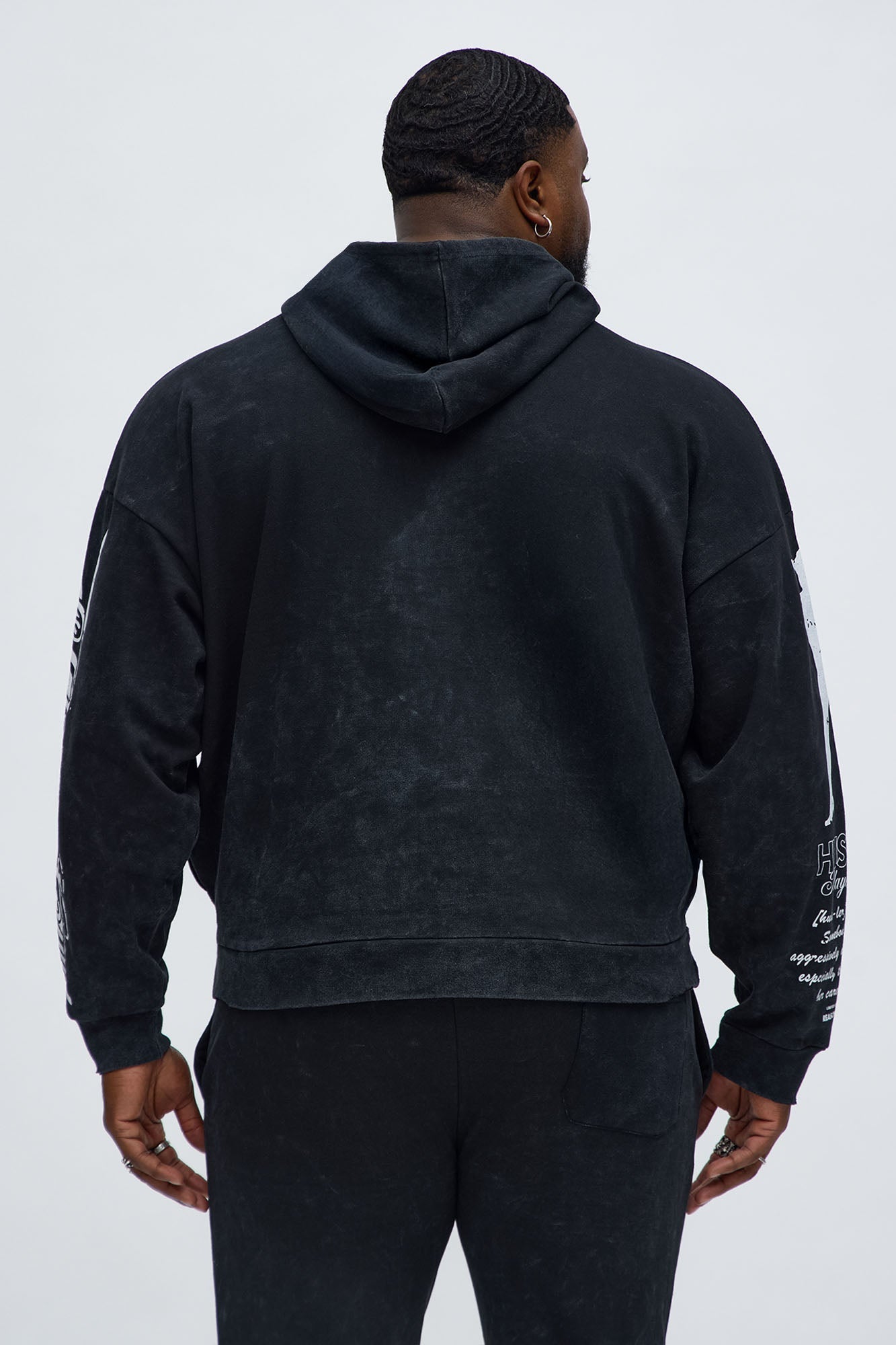 Players Club Hustle Raw Hem Oversized Hoodie - Black