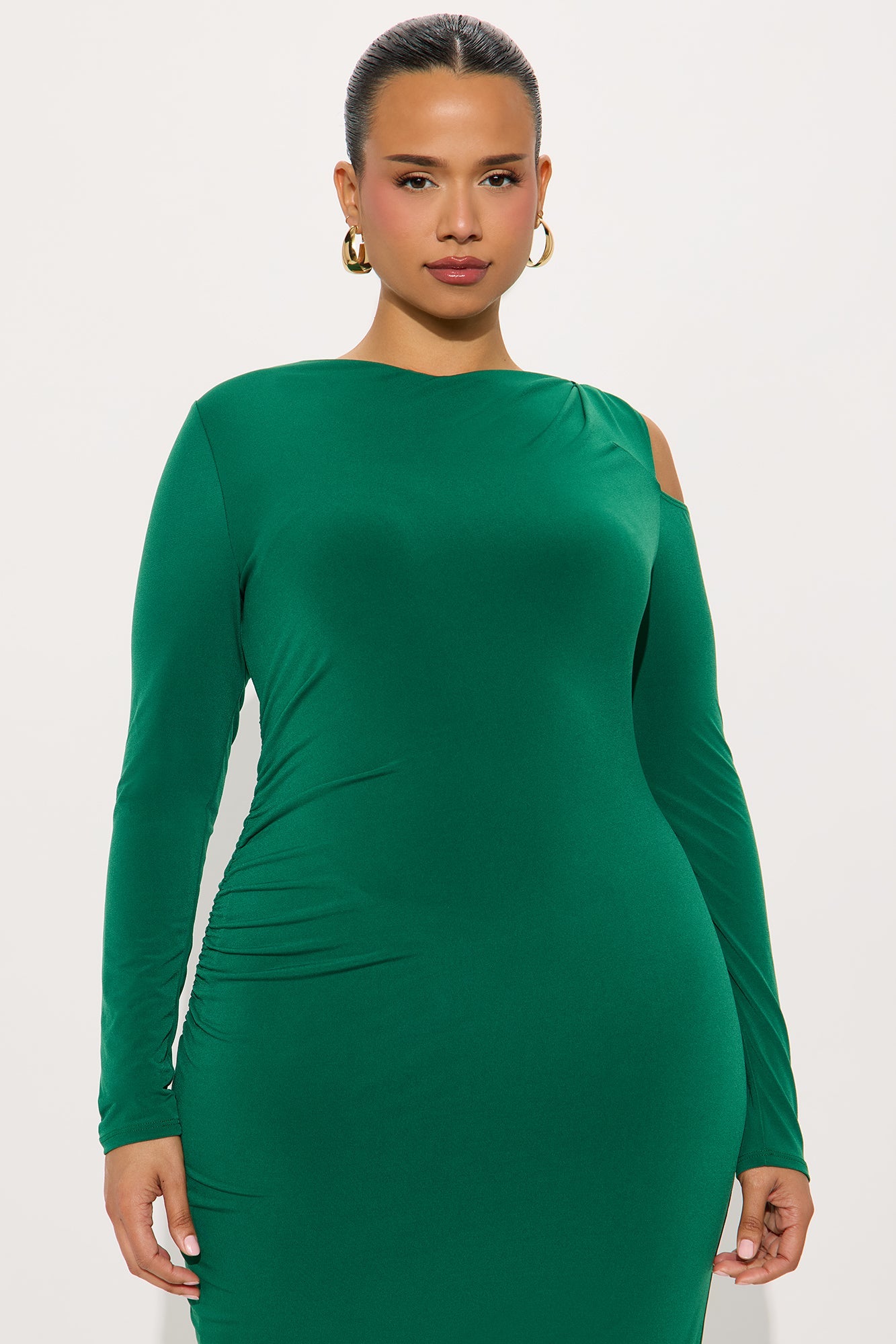 Giana Long Sleeve Knot Midi Dress - Kelly Green