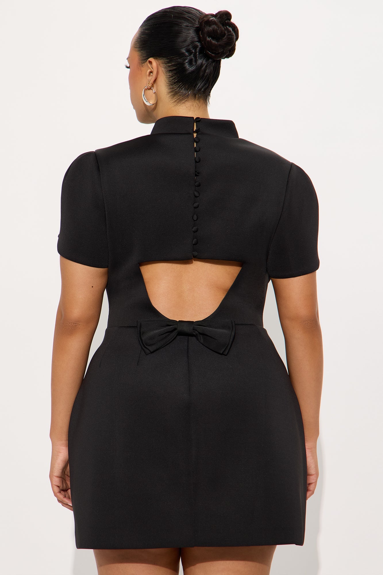 Gemma Mock Neck Mini Dress - Black