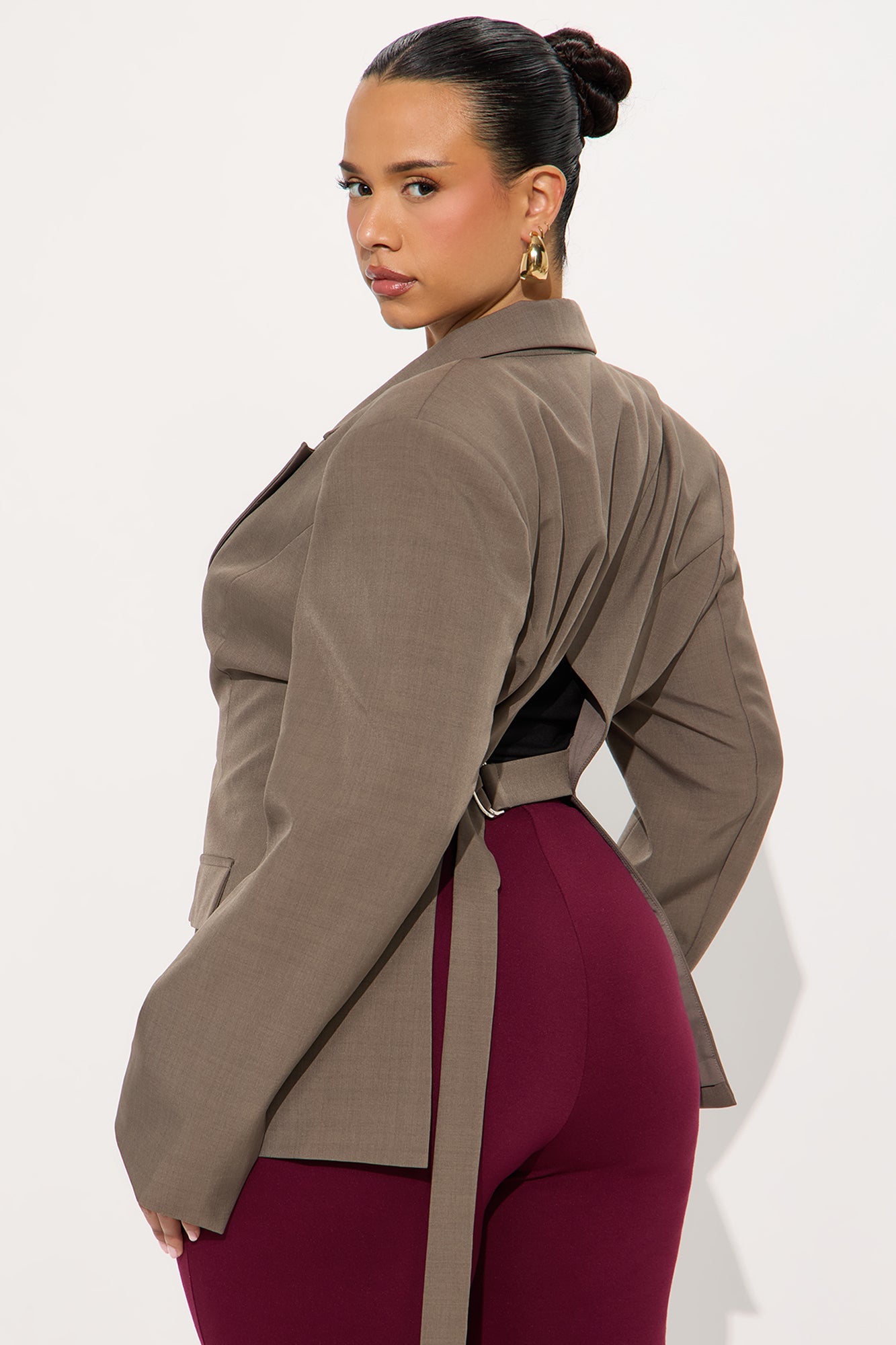 Corporate Babe Open Back Blazer - Grey