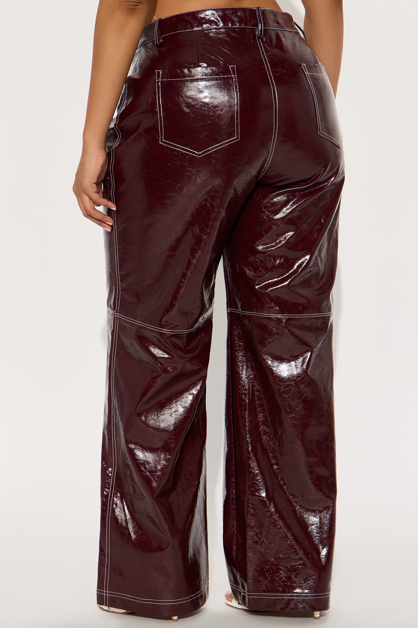 Crushing On You Low Rise Faux Leather Straight Leg Pant 33 - Burgundy