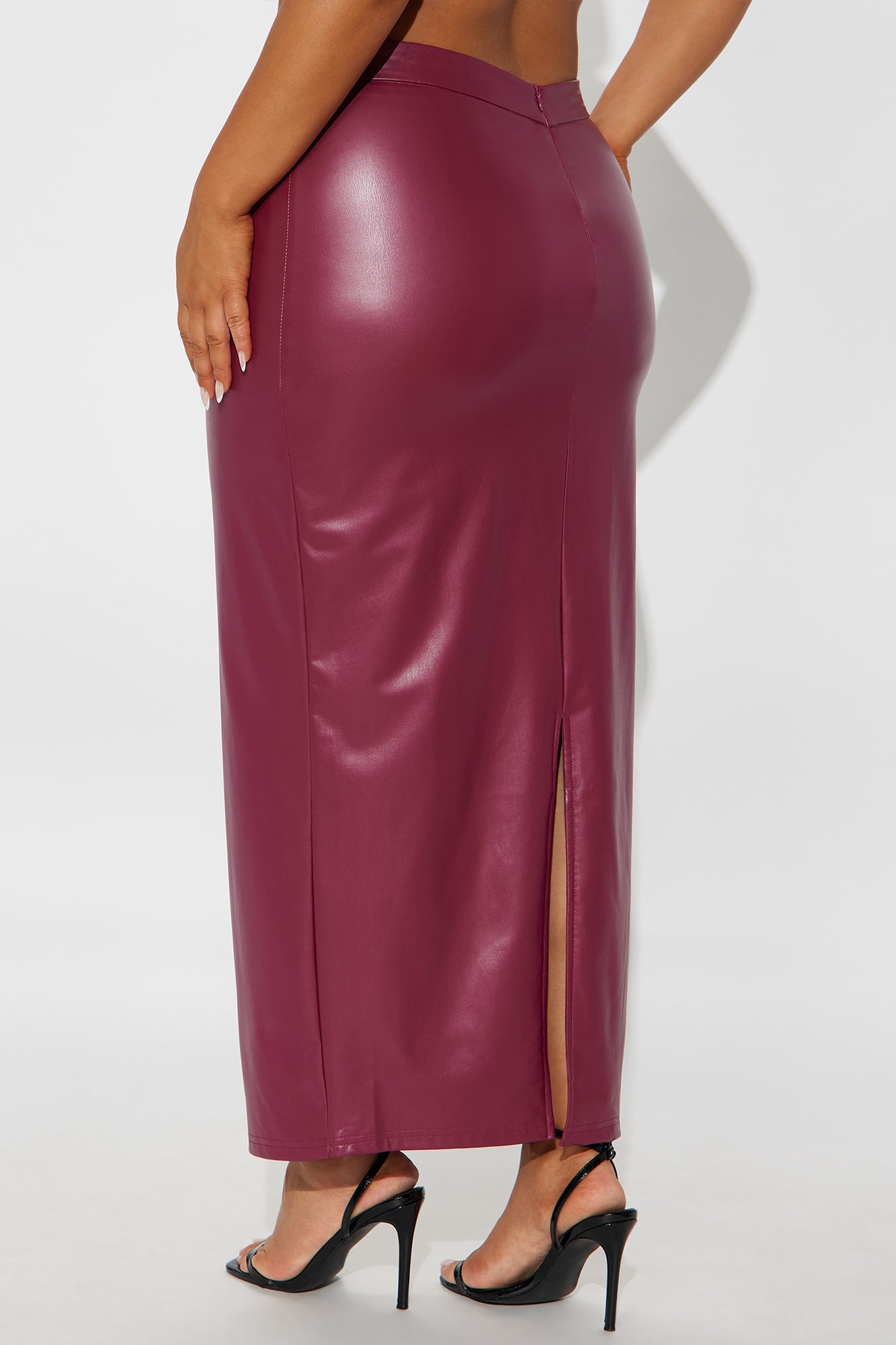 Never Lose Me Faux Leather Pencil Maxi Skirt - Plum