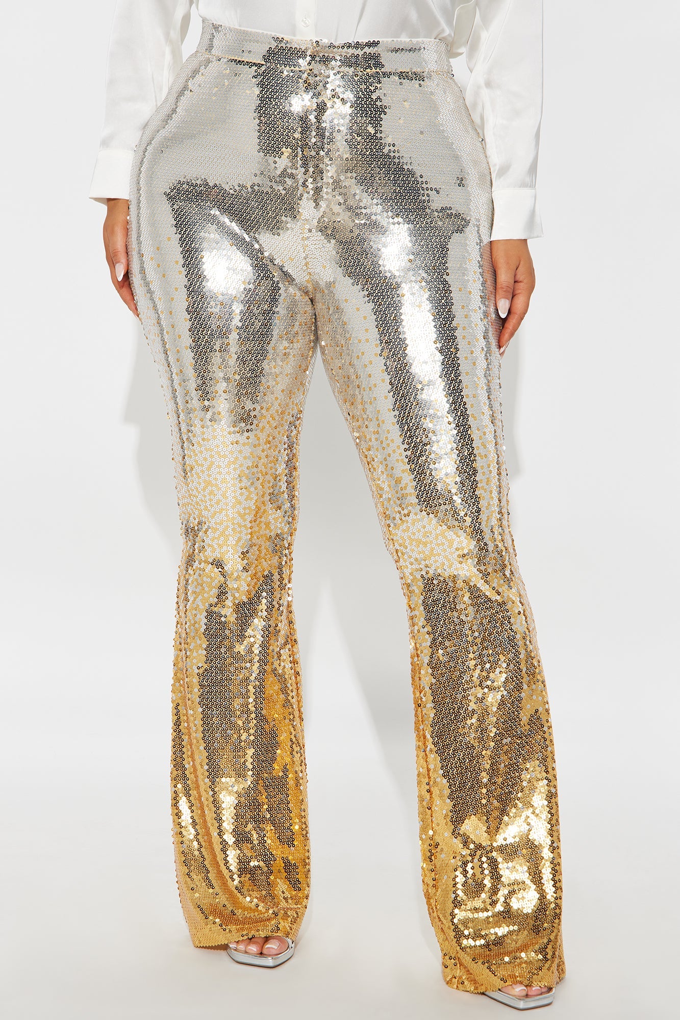 Disco Diva Sequin Flare Pant 33″ - Silver/Combo